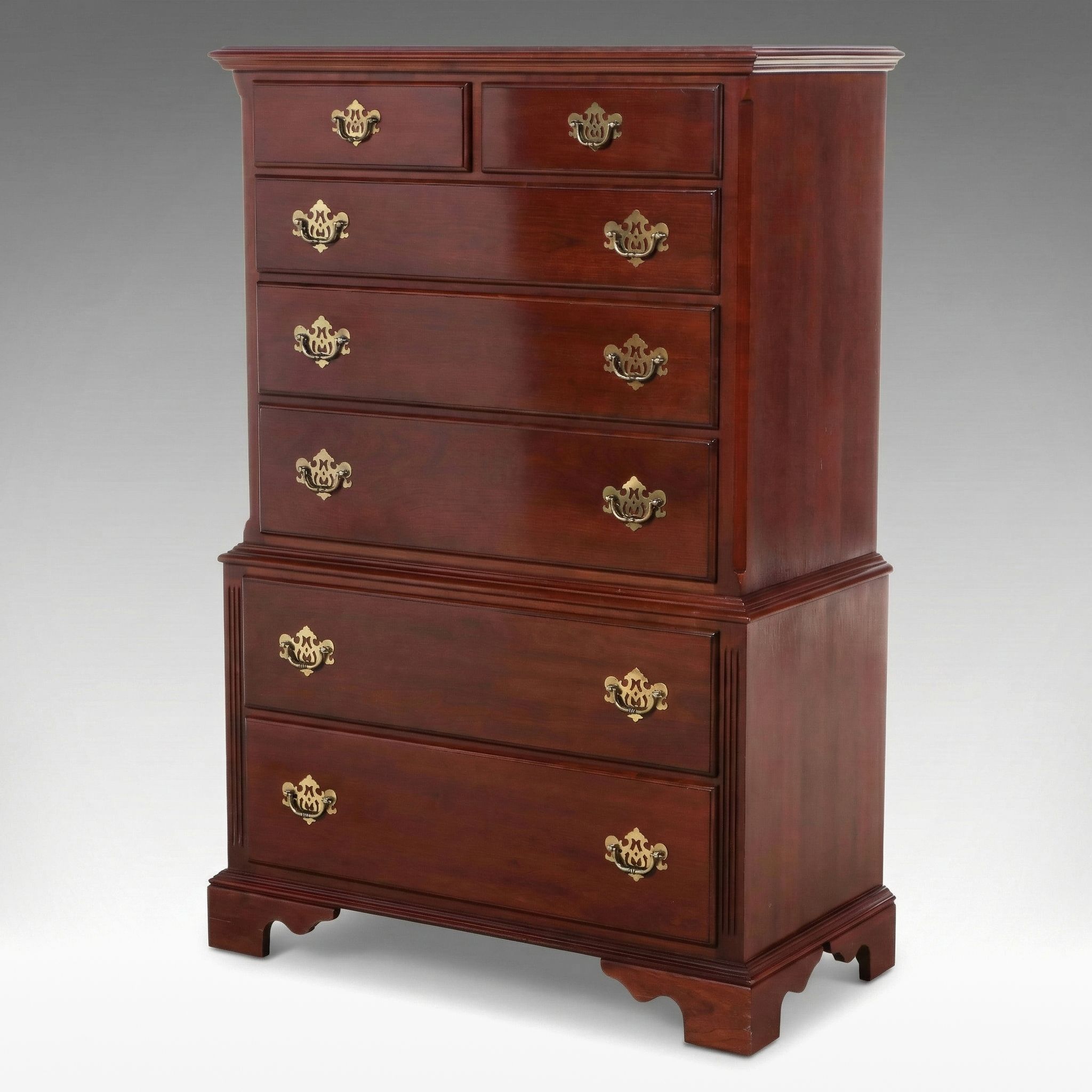 Knob Creek Chippendale Style Mahogany Finish Tall Chest of Drawers
