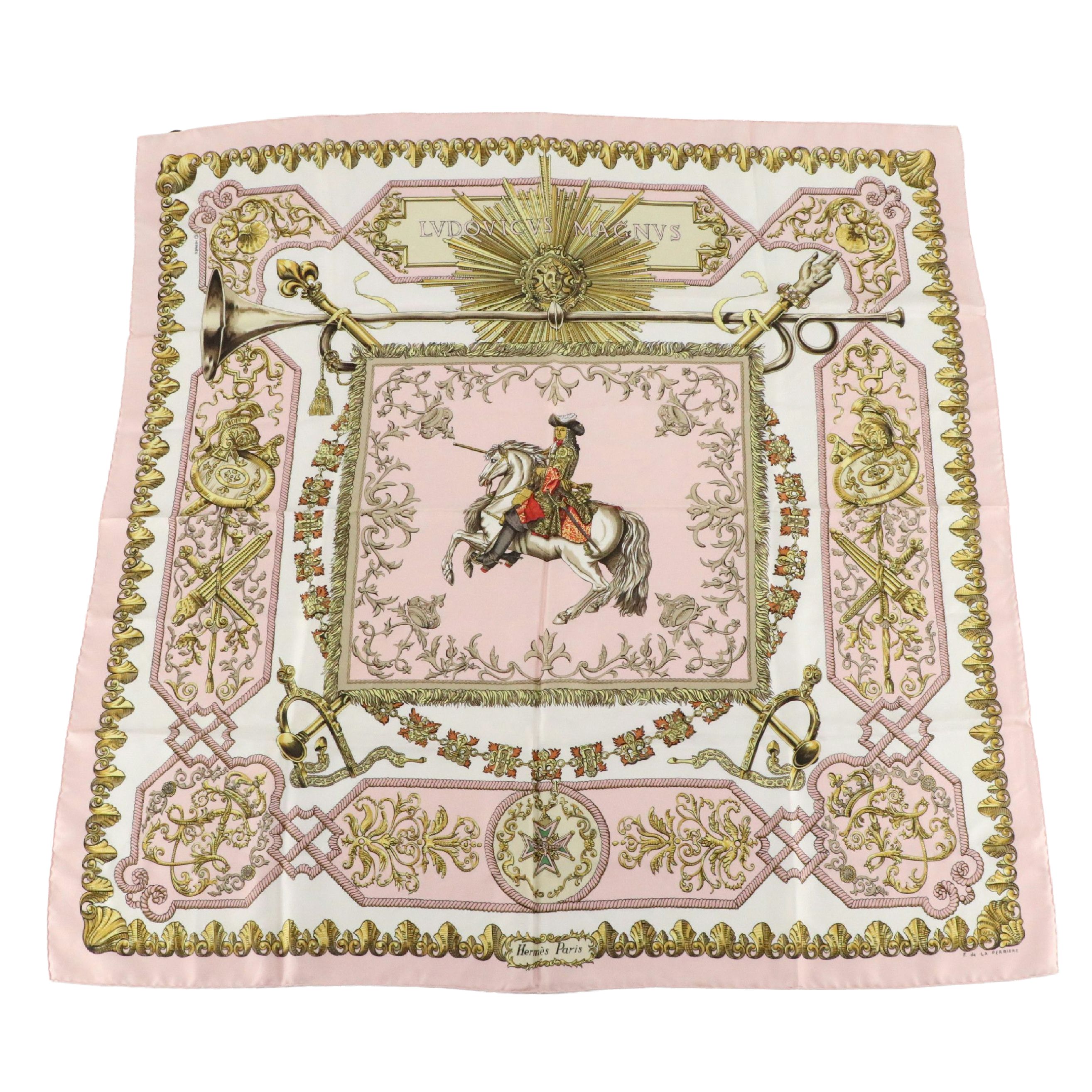 Hermès "Ludovicus Magnus" Silk Twill Scarf 90