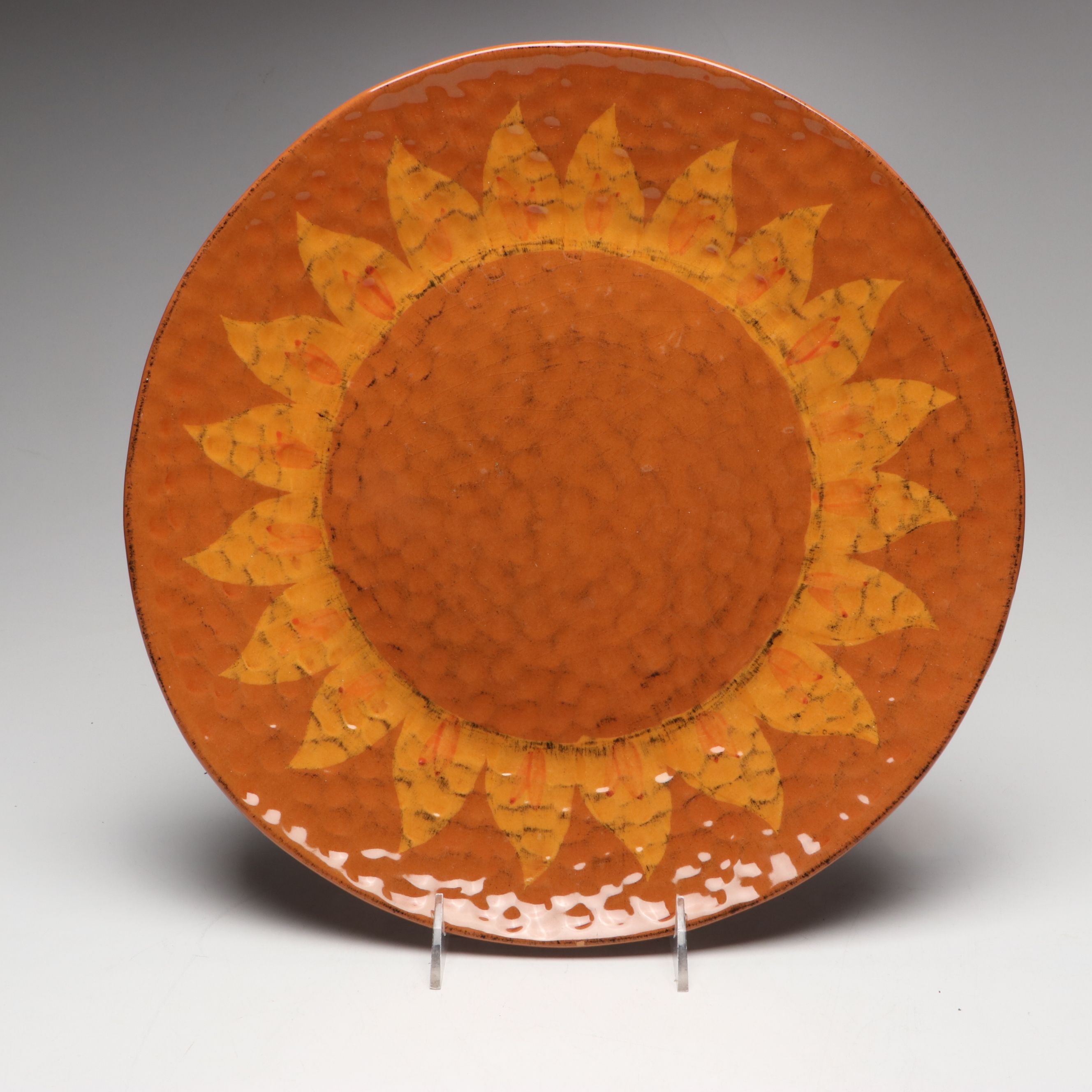 Noemi Italian Dimpled Ceramic Sunflower Platter and Bowl