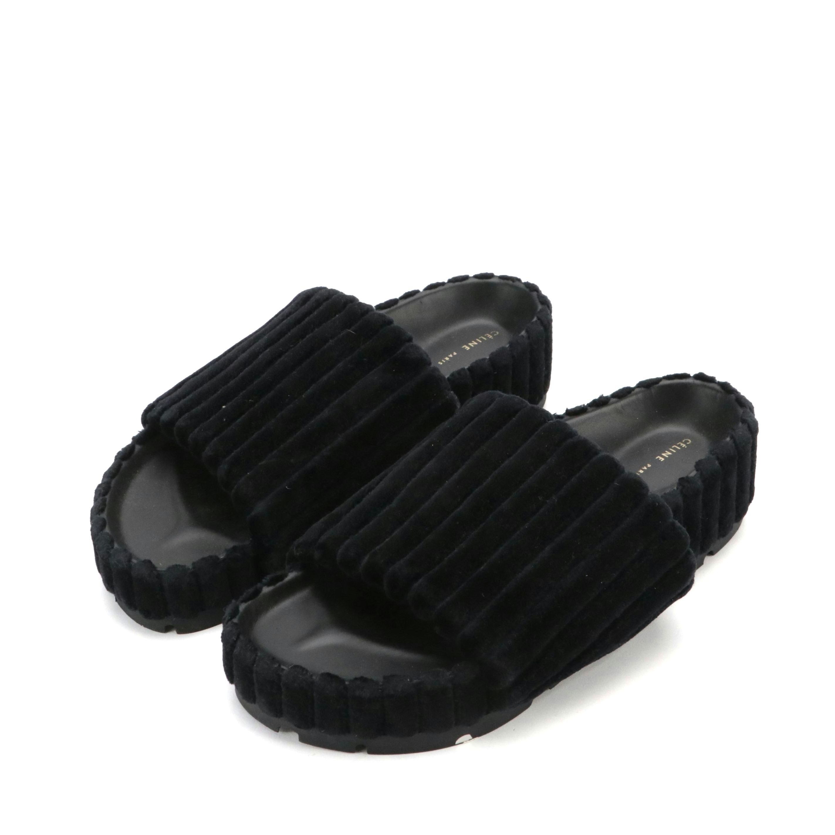 Céline Ribbed Velvet Sandals