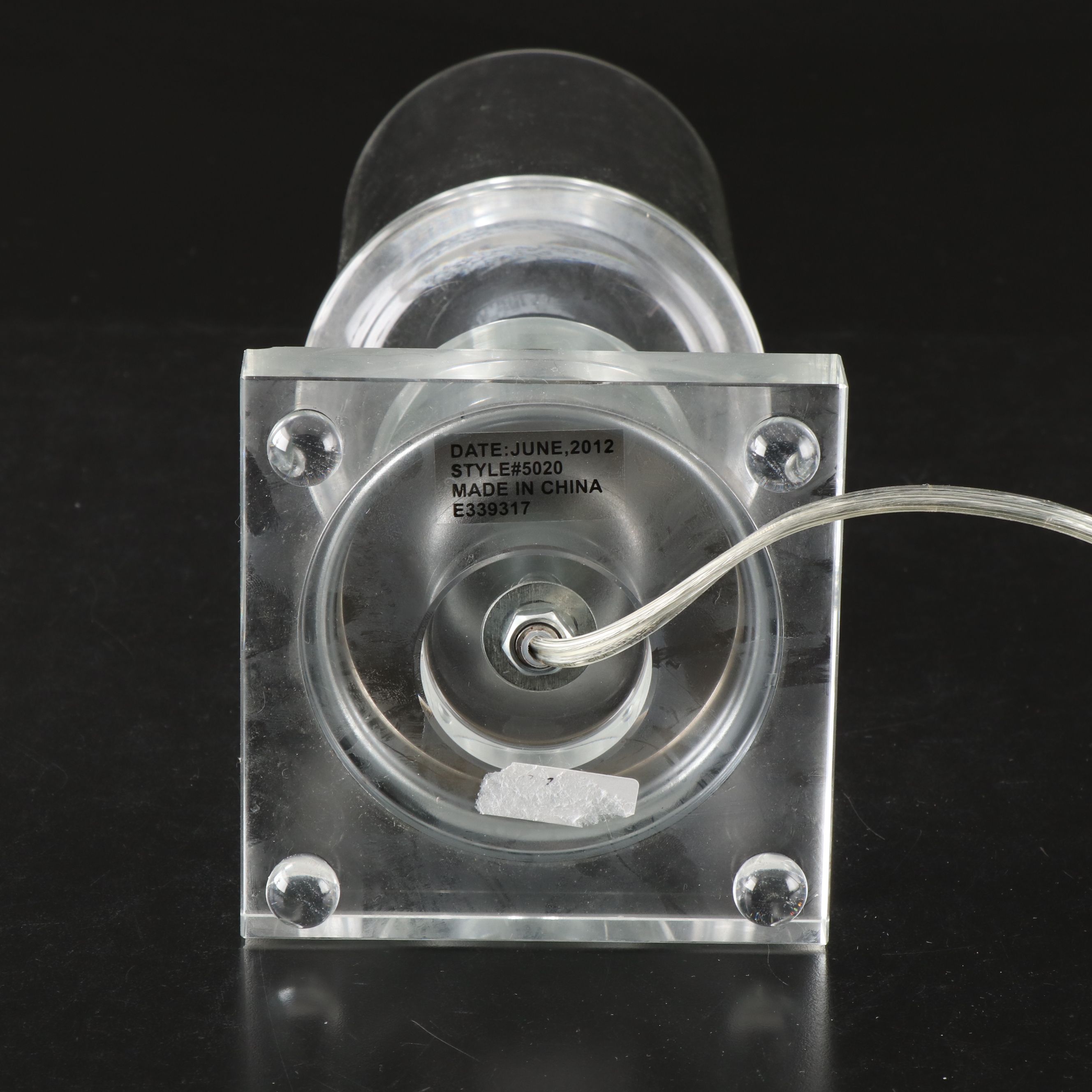 Minimalist Style Acrylic and Glass Hurricane Accent Lamps Pair