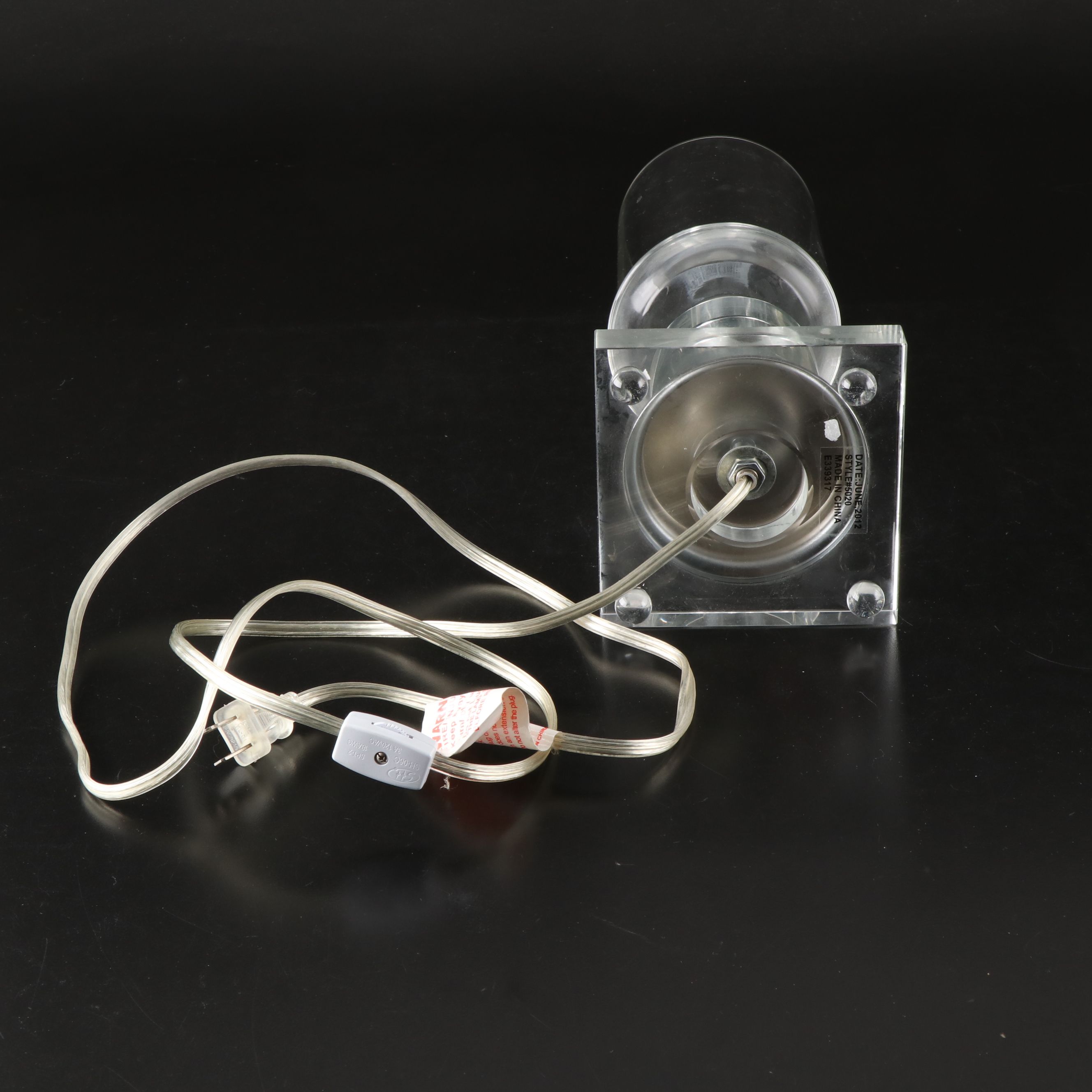 Minimalist Style Acrylic and Glass Hurricane Accent Lamps Pair