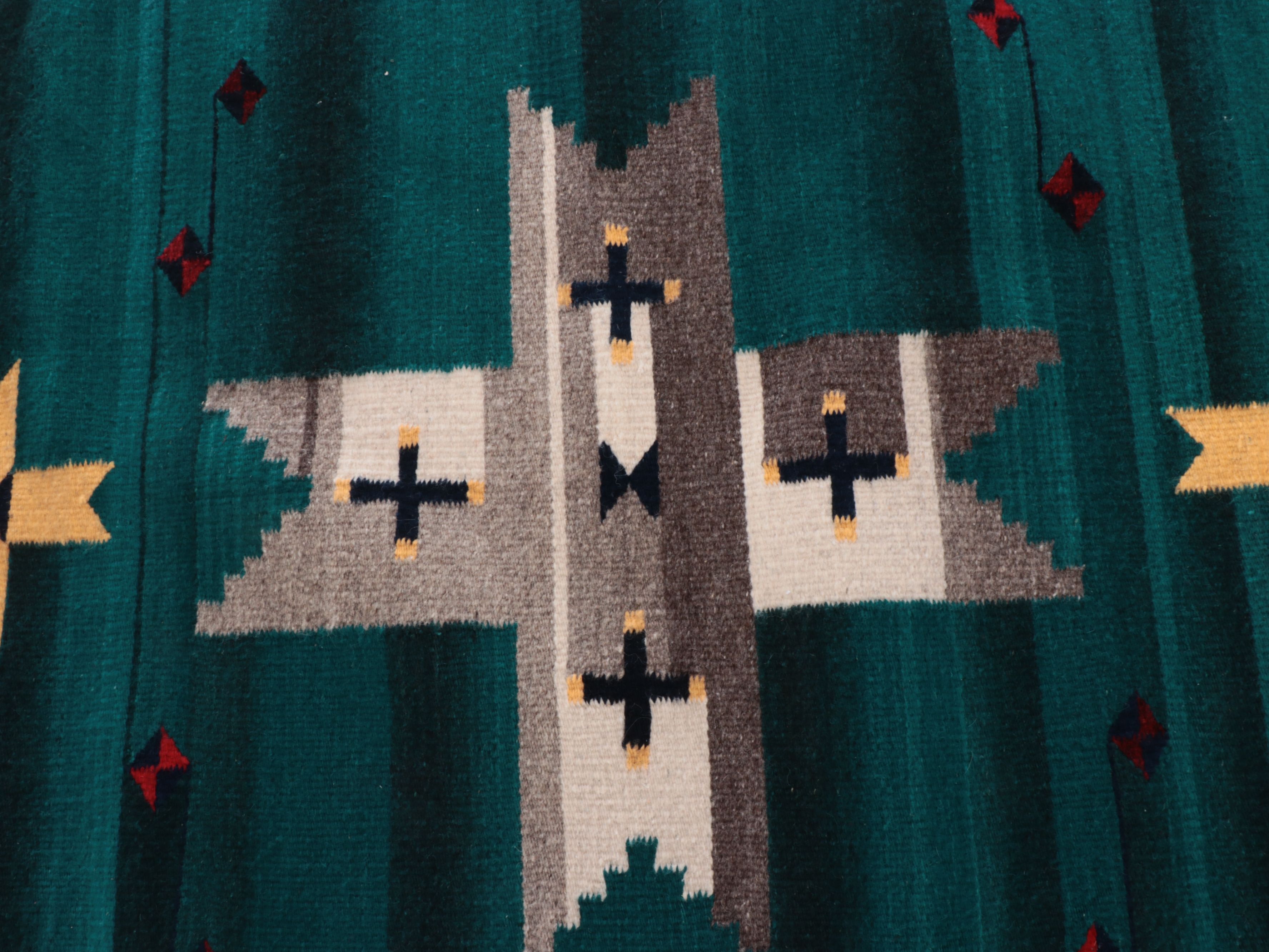 2'7 x 5'9 Handwoven Southwestern Style Accent Rug, and Heartline Bear Pillow