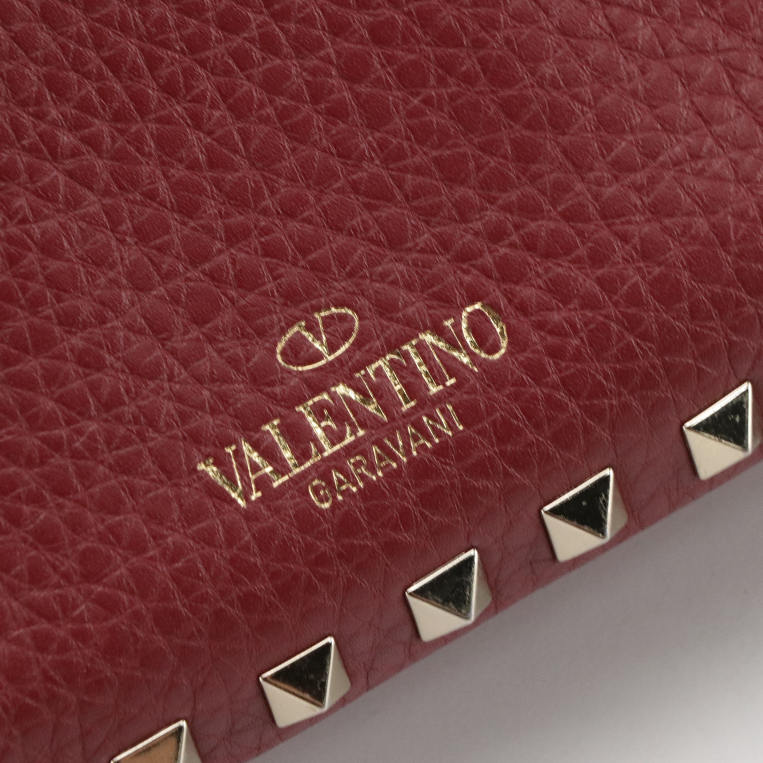 Valentino Garavani Crossbody Bag in Rockstud Burgundy Grained Calfskin Leather