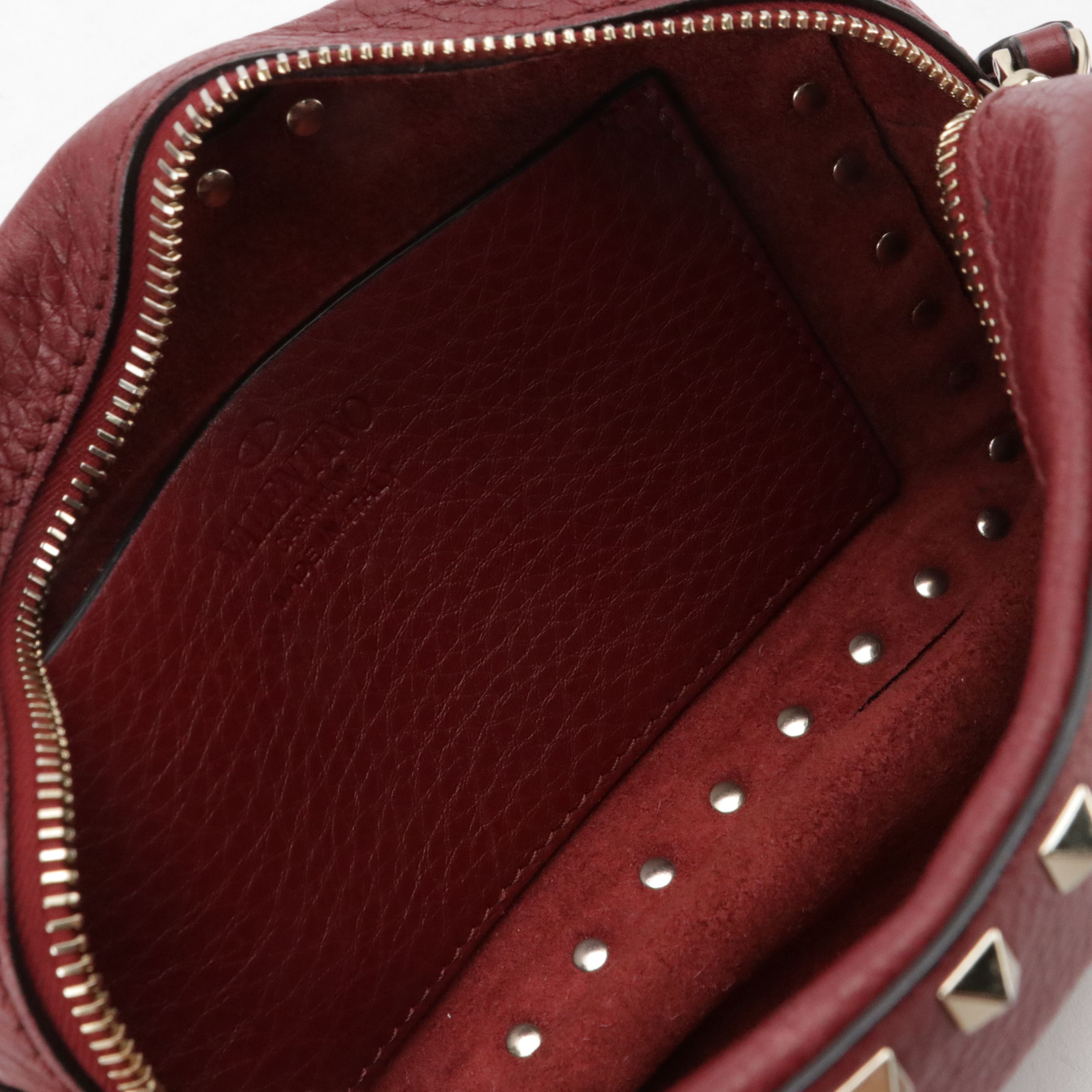 Valentino Garavani Crossbody Bag in Rockstud Burgundy Grained Calfskin Leather