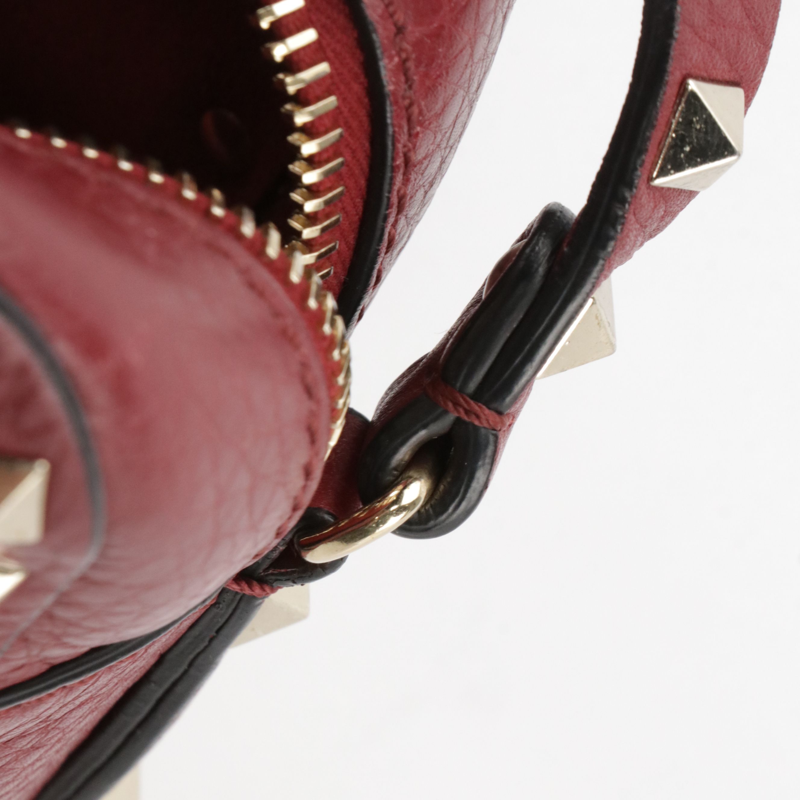 Valentino Garavani Crossbody Bag in Rockstud Burgundy Grained Calfskin Leather