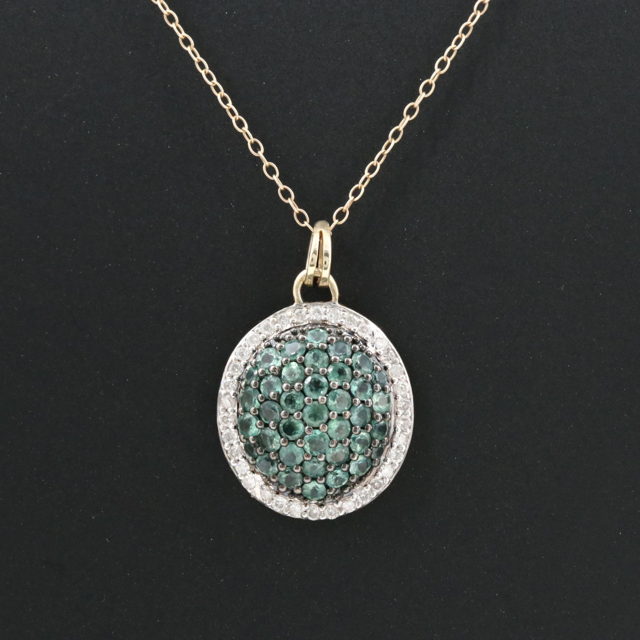 Sterling Alexandrite Diamond Pendant Necklace