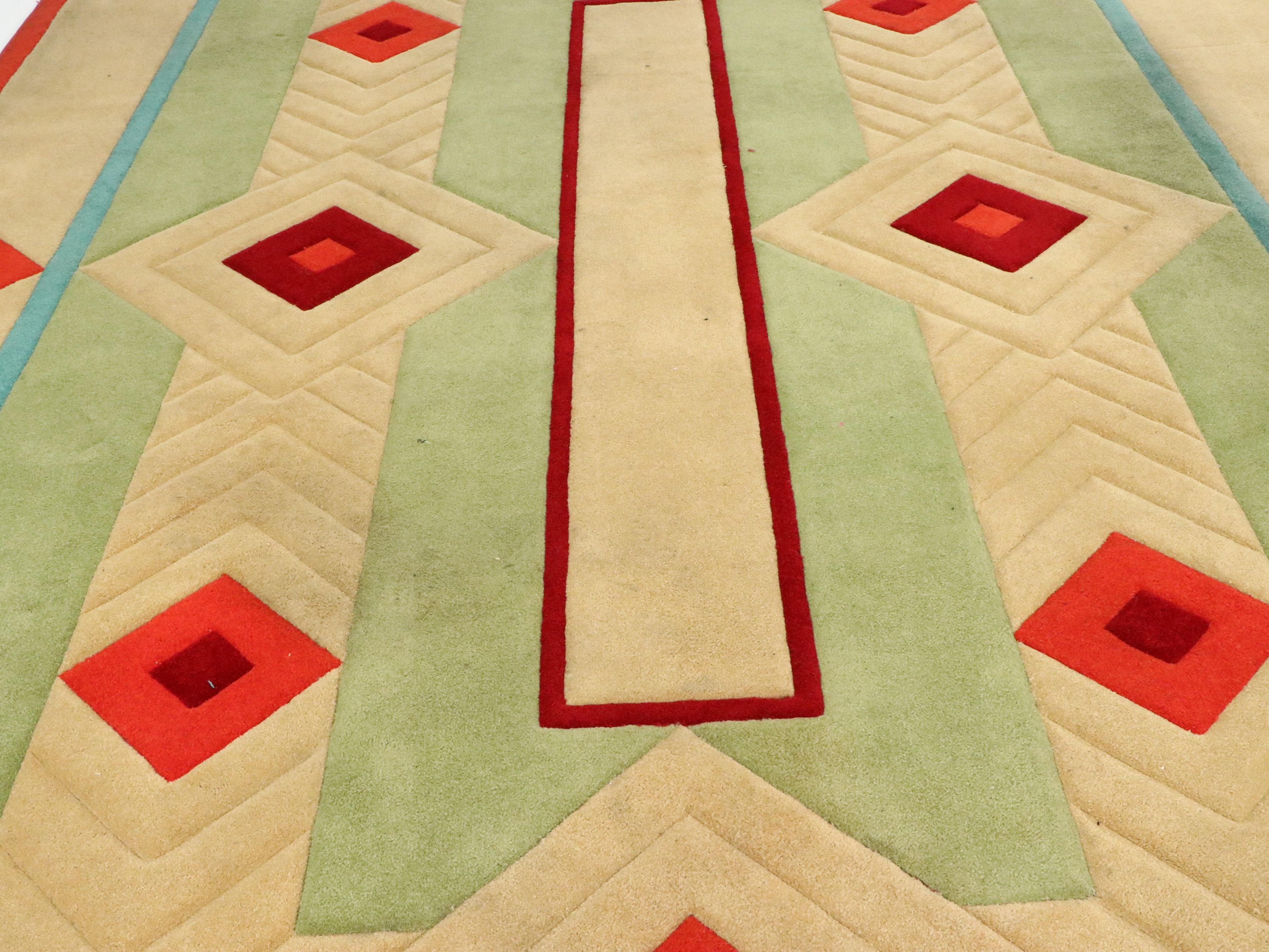 9' x 14'11 Machine Made Carved Postmodern Deco Revival Room-Sized Rug