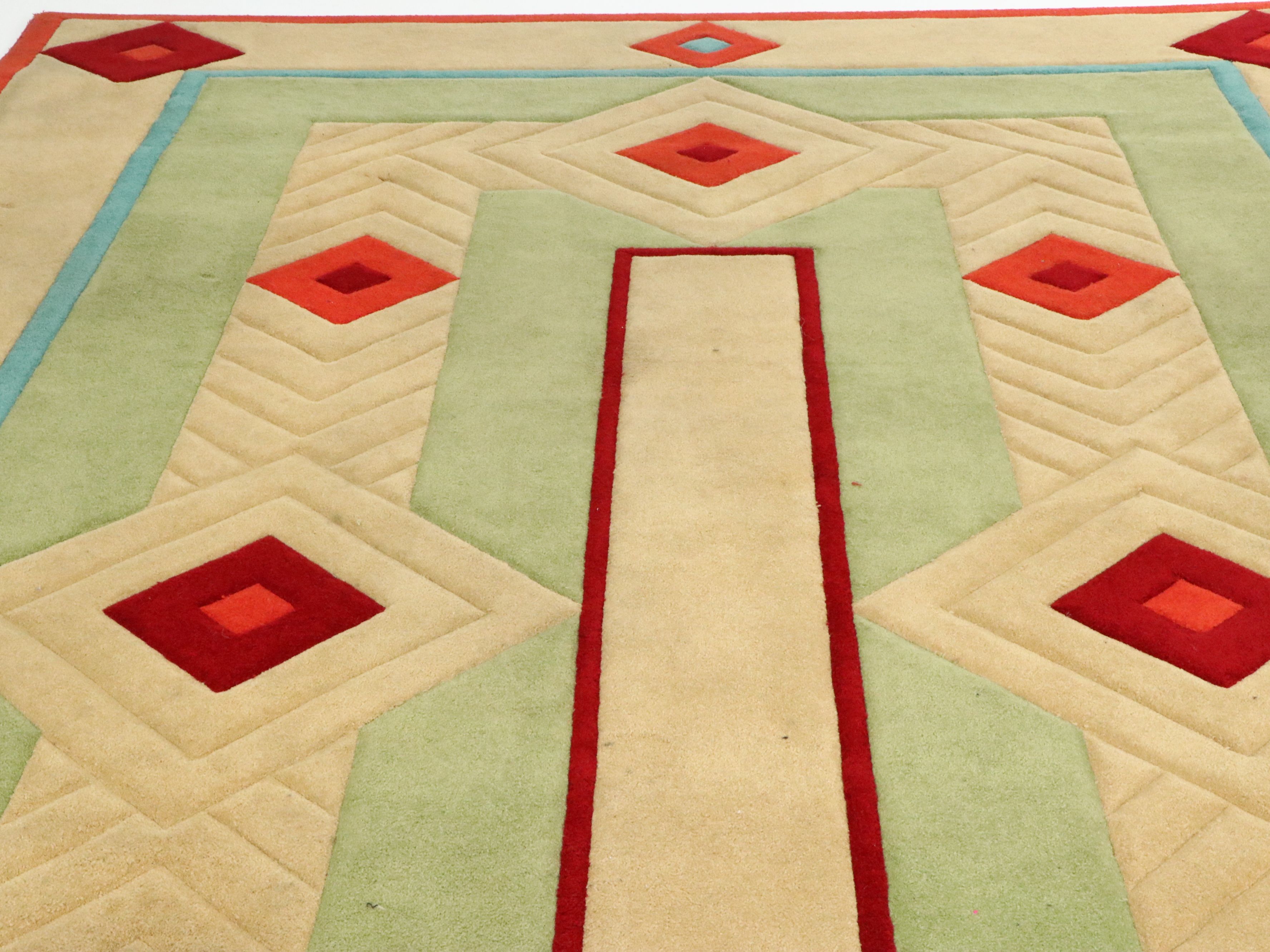 9' x 14'11 Machine Made Carved Postmodern Deco Revival Room-Sized Rug