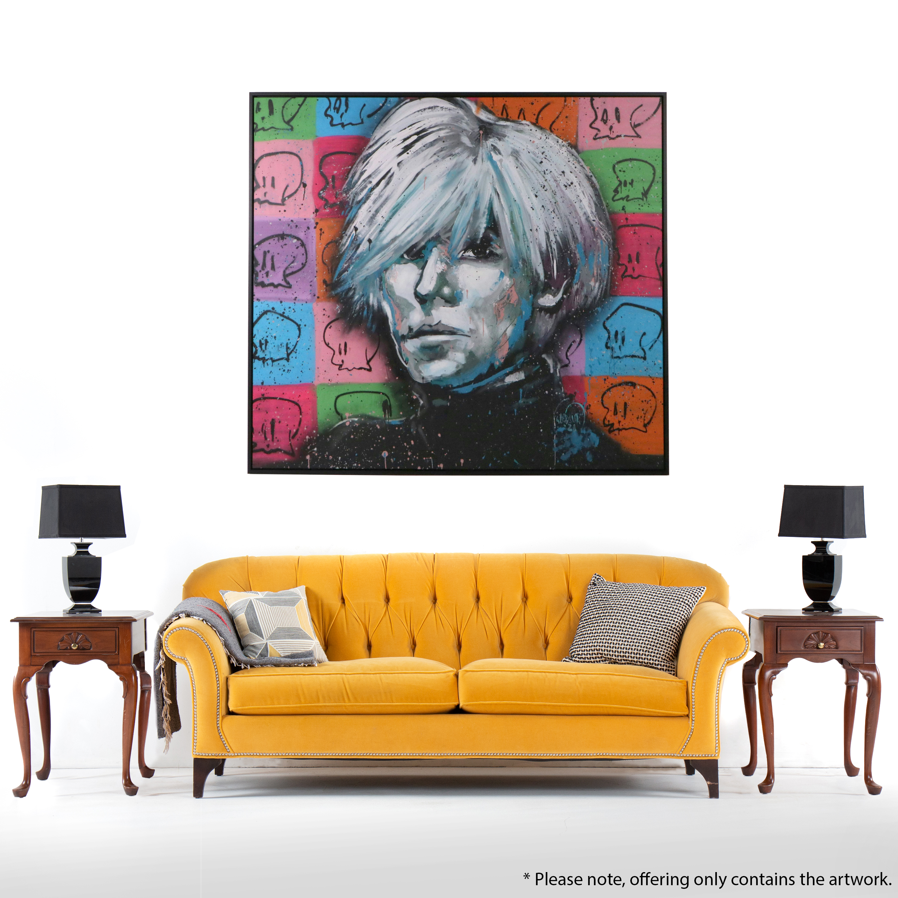 David Garibaldi Portrait Latex Painting "Warhol and Skulls," 2021