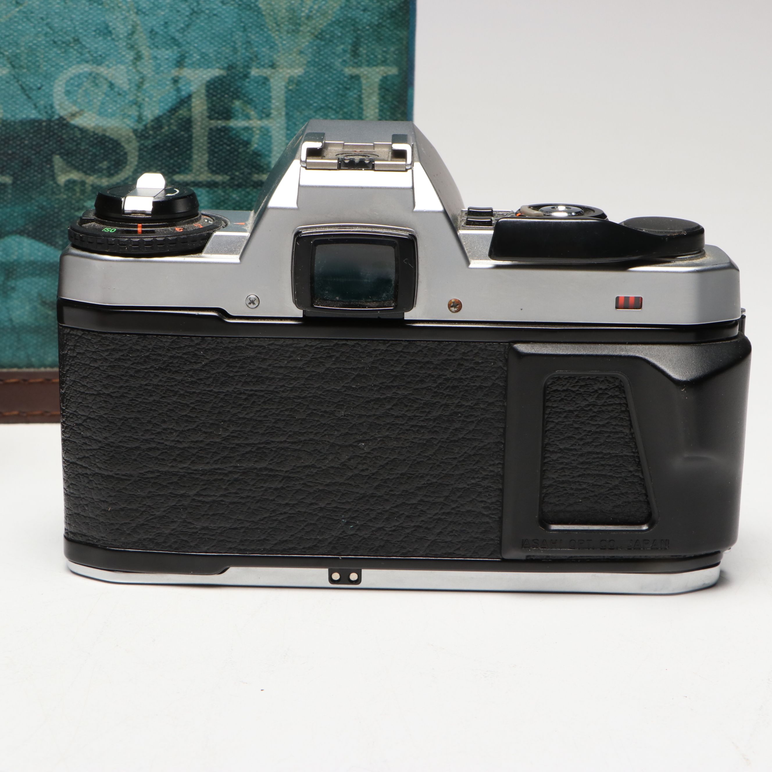 Pentax Super Program Camera and Mt. Kilimanjaro Medal in Blue River Fly Shop Box