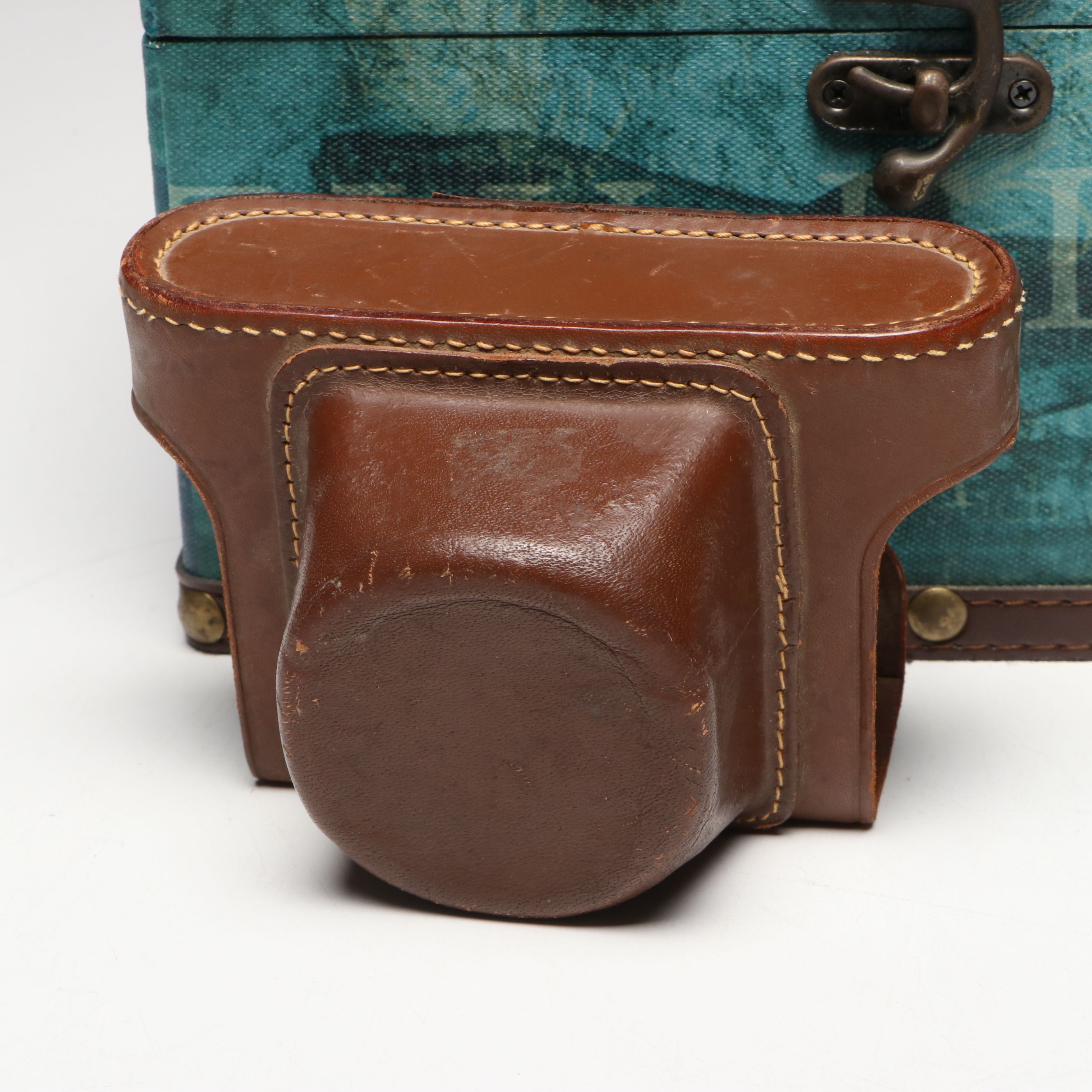 Pentax Super Program Camera and Mt. Kilimanjaro Medal in Blue River Fly Shop Box