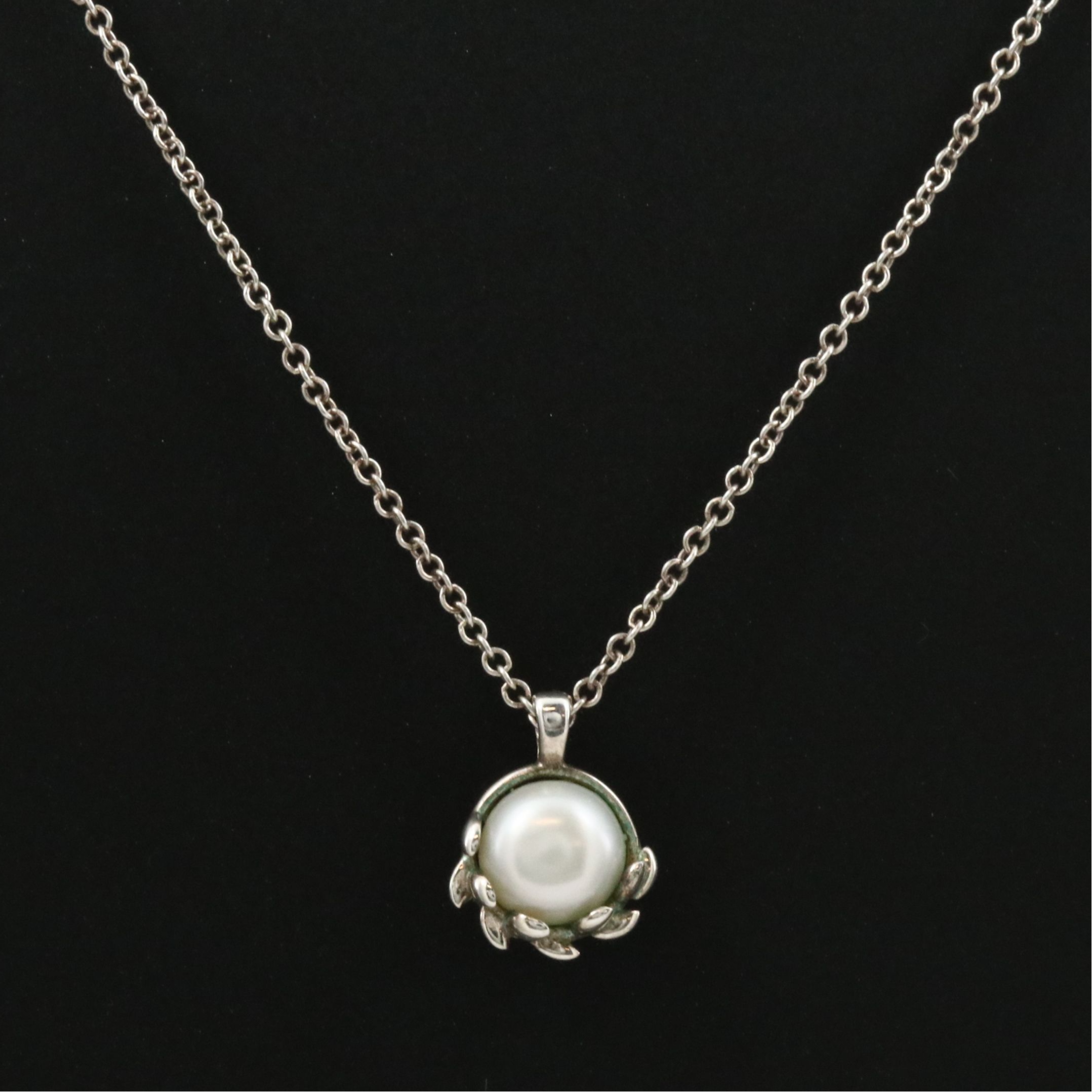 Paloma Picasso for Tiffany & Co. Olive Leaf Sterling and Pearl Necklace