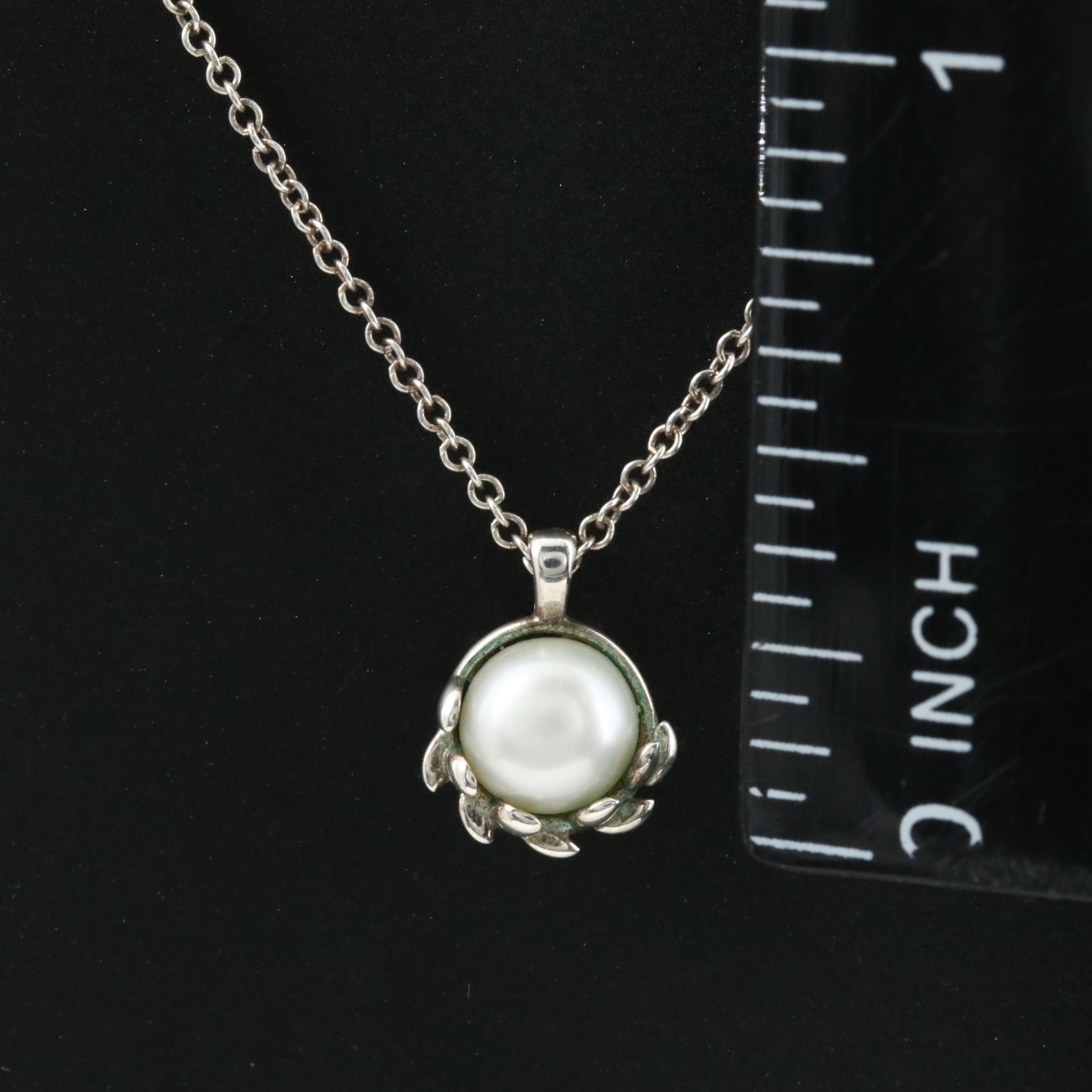 Paloma Picasso for Tiffany & Co. Olive Leaf Sterling and Pearl Necklace