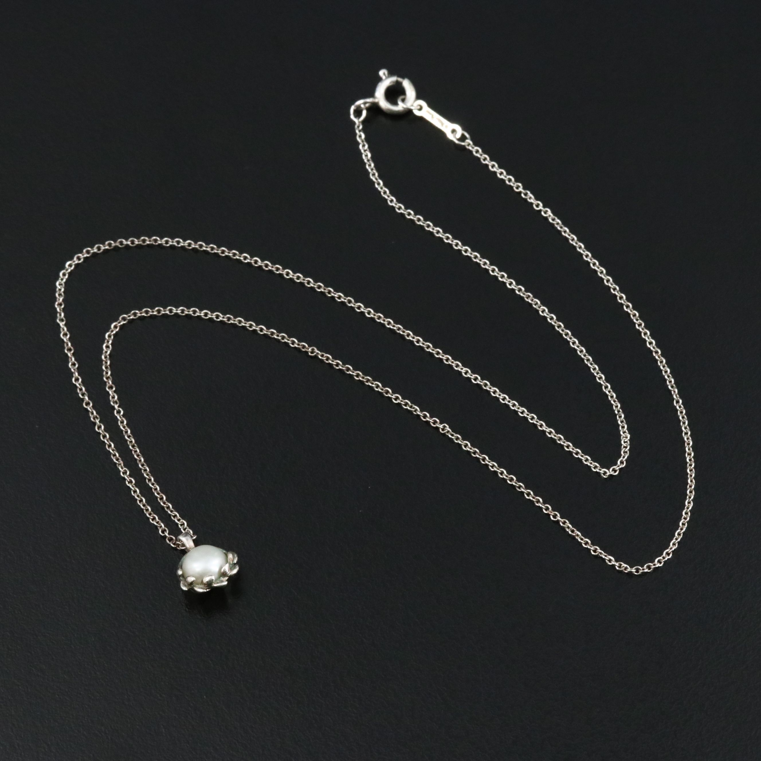 Paloma Picasso for Tiffany & Co. Olive Leaf Sterling and Pearl Necklace