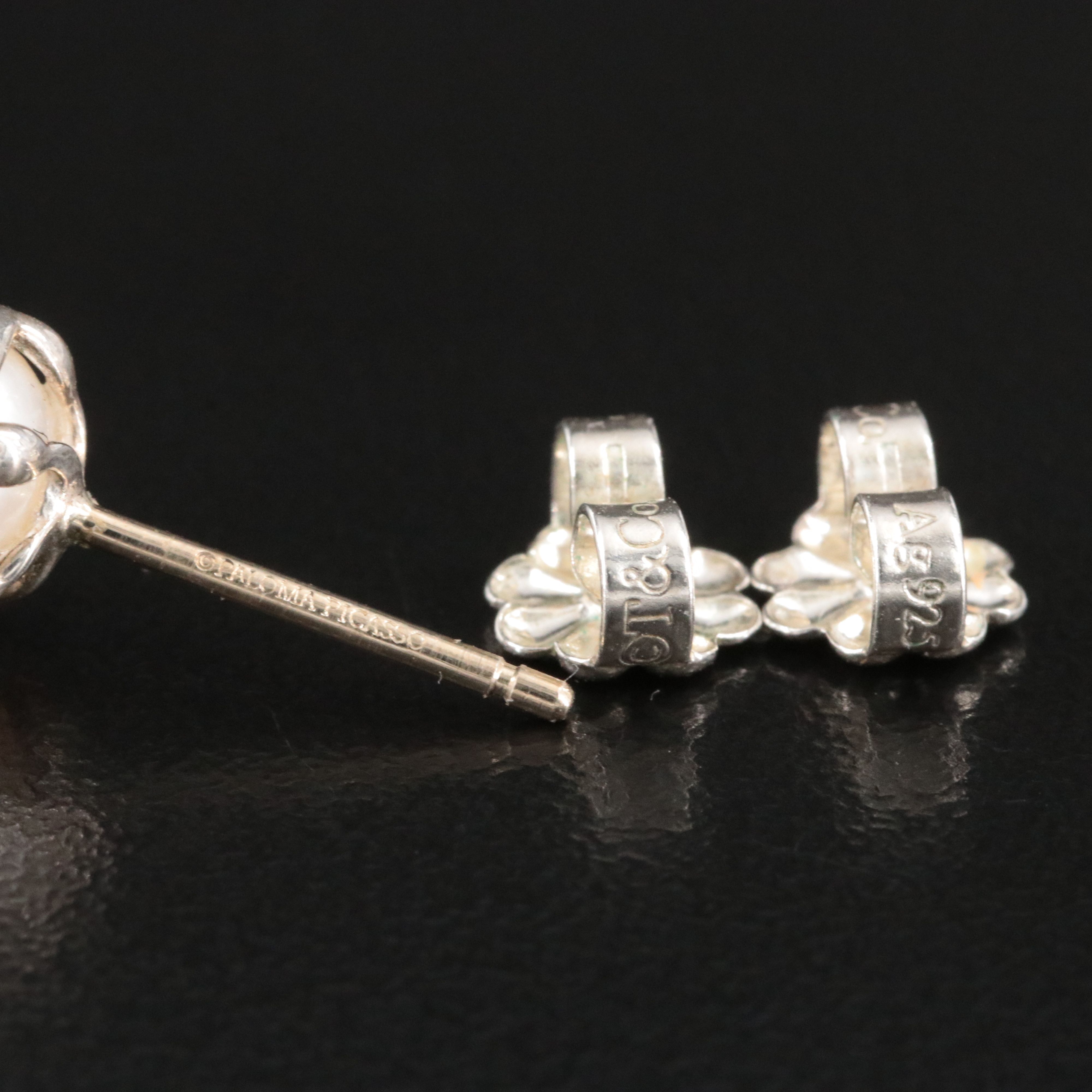 Paloma Picasso for Tiffany & Co. Olive Leaf Sterling and Pearl Earrings