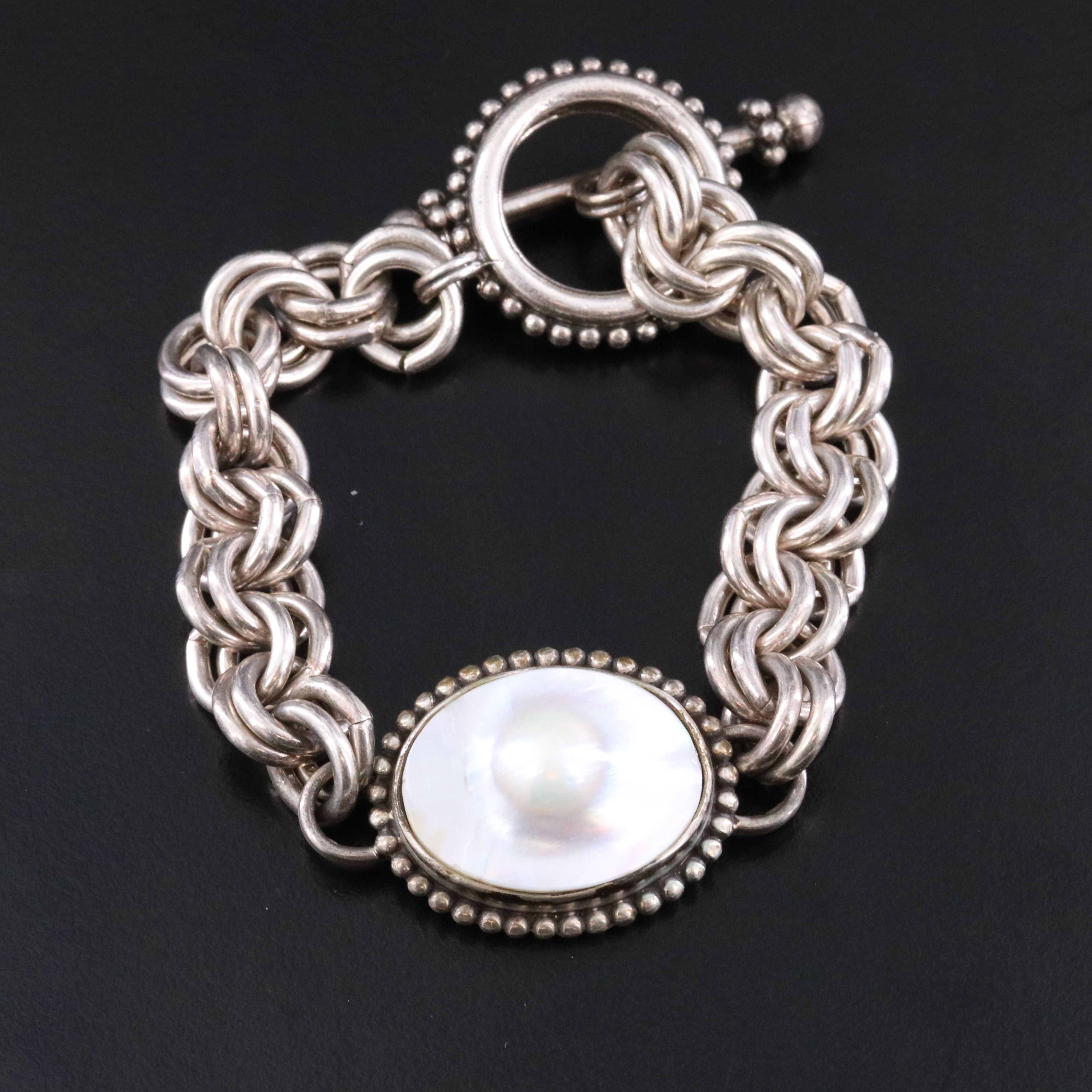 Sterling Stephen Dweck Blister Pearl Bracelet