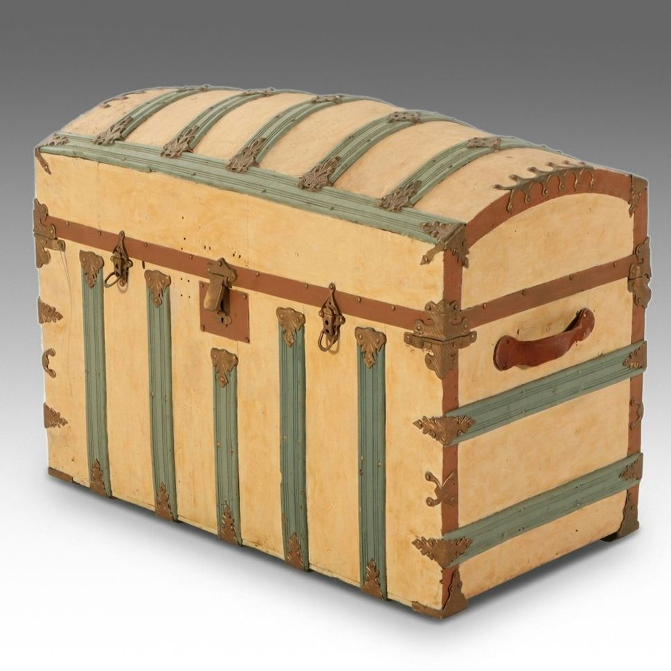 Victorian Style Painted Domed Top Steamer Trunk, Late 19th Century