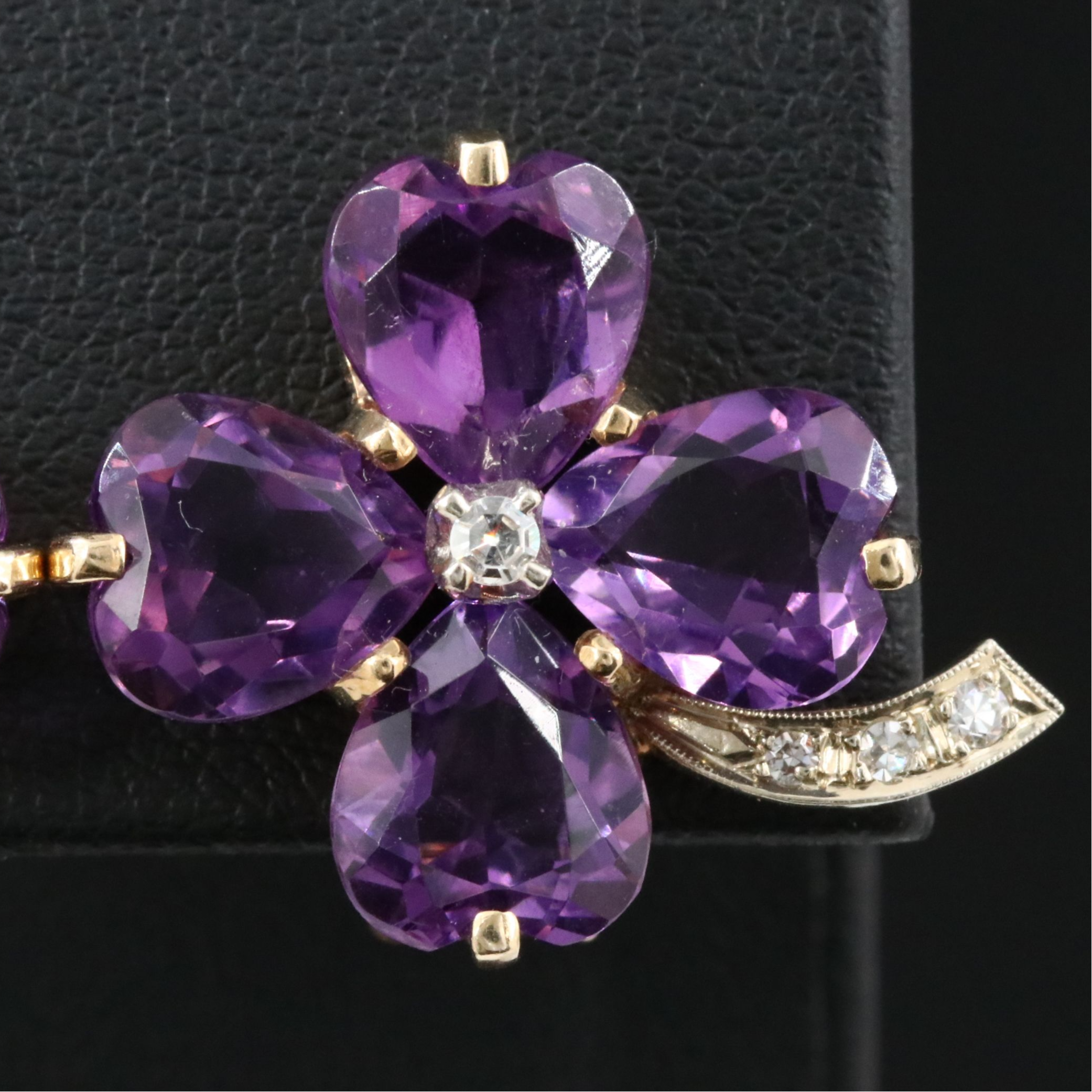 14K Amethyst and Diamond Clip Earrings