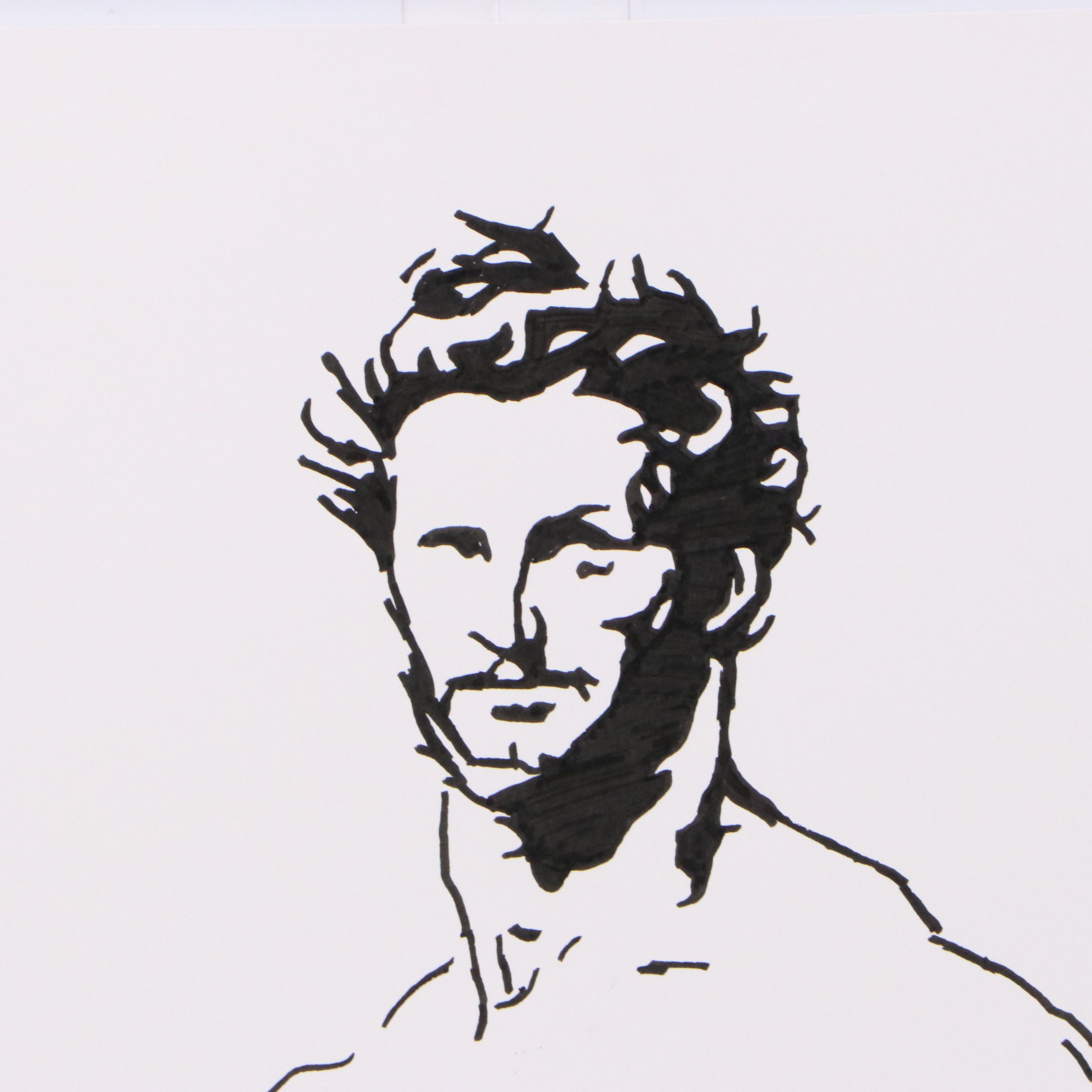 deSanto Acrylic Ink Drawing of Male Nude, 2026