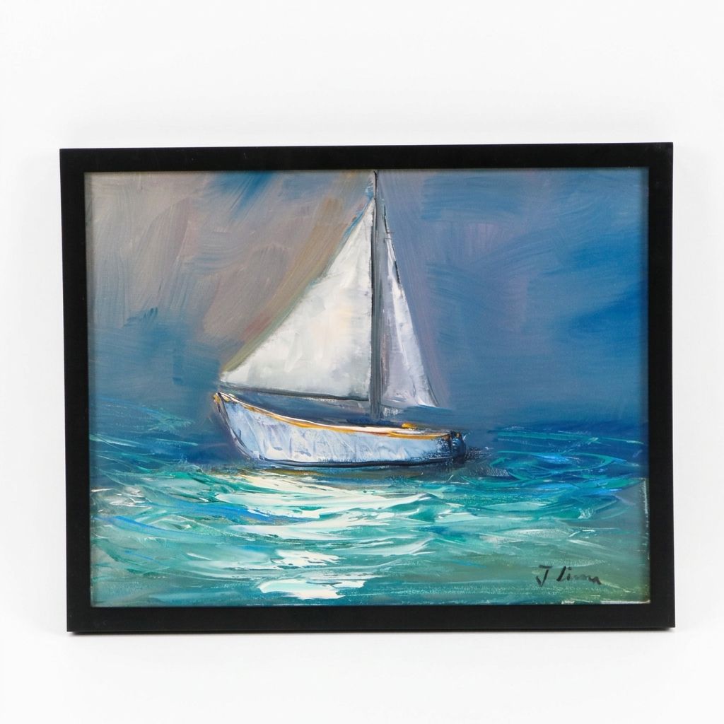 José Lima Oil Painting of Sailboat, 2026