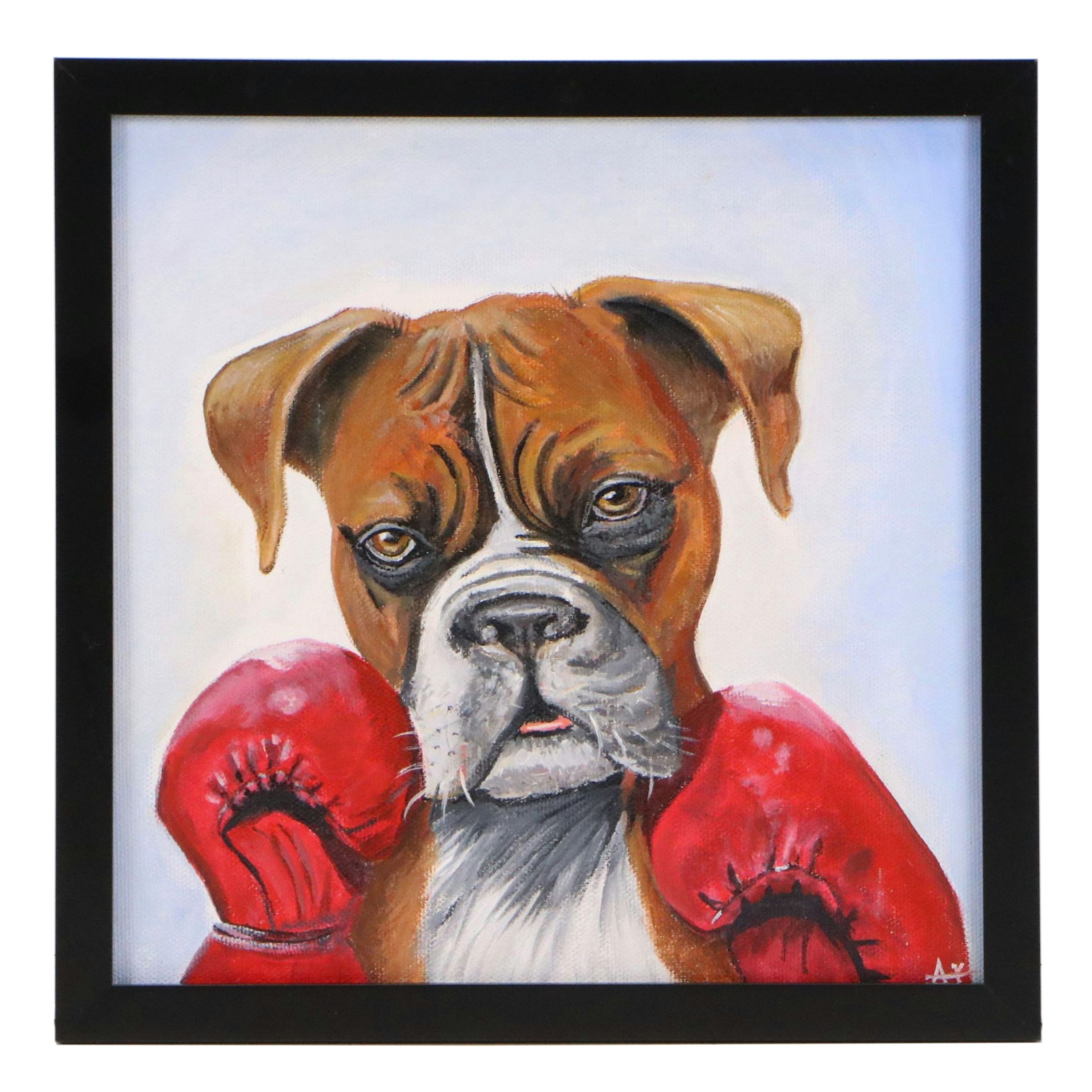 Ana Torres Acrylic Painting "Brave Boxer Dog," 2025
