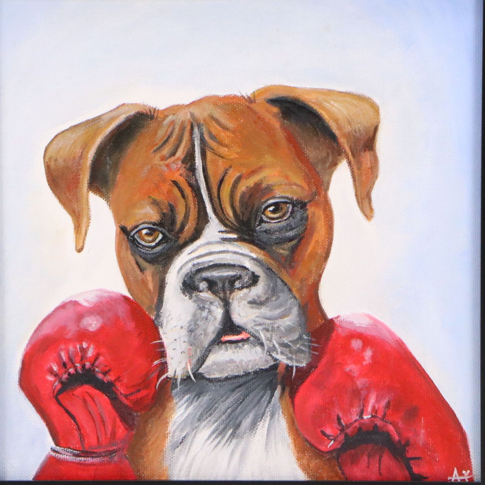 Ana Torres Acrylic Painting "Brave Boxer Dog," 2025