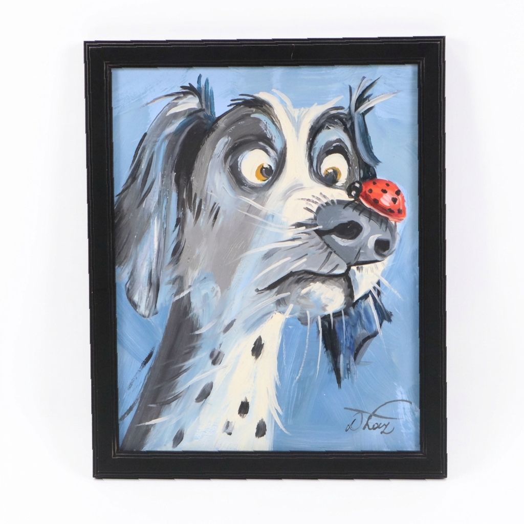Dorothy Laz Oil Painting "A dog with a ladybug on its nose," 2025
