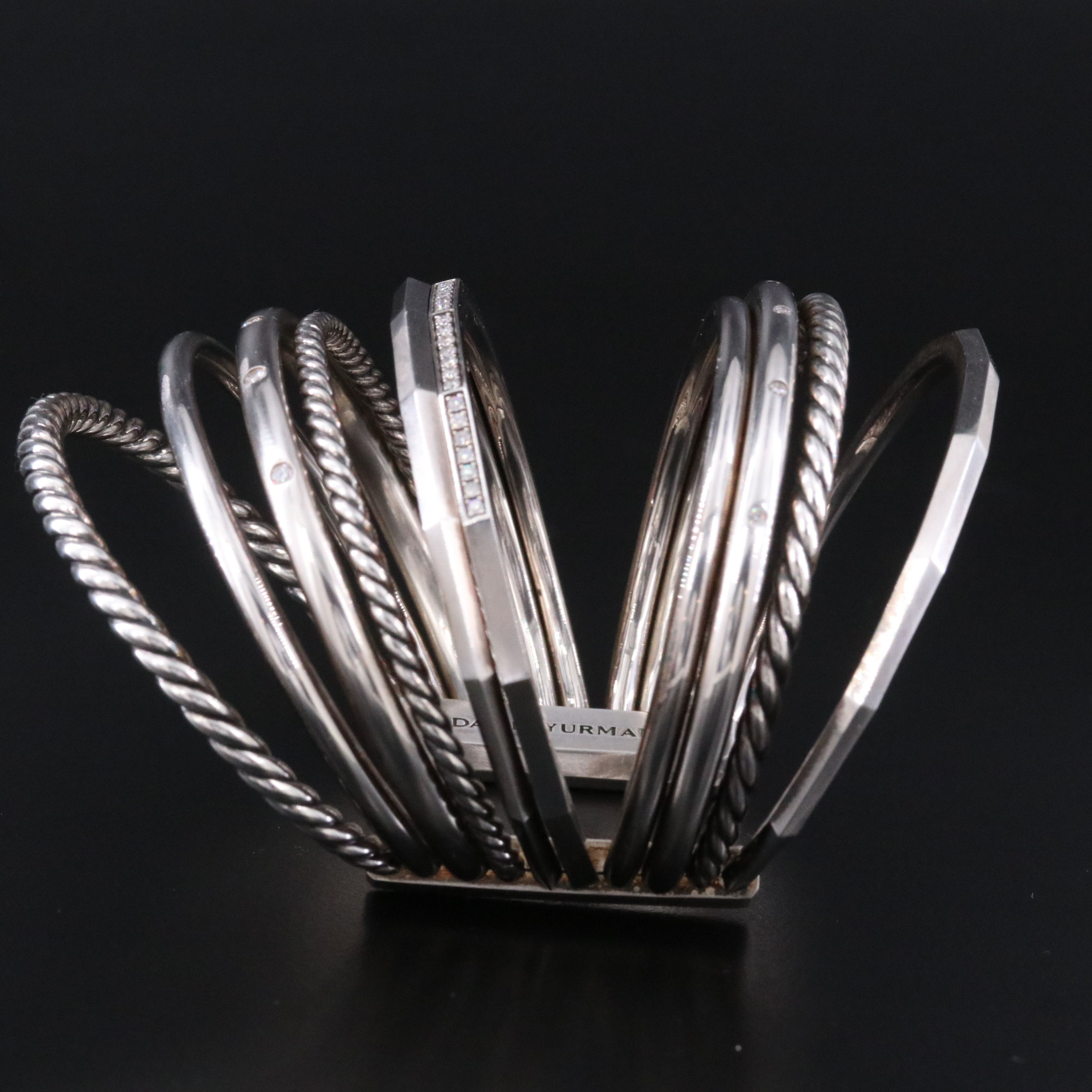 David Yurman Stax Sterling 0.80 CTW Diamond Cuff