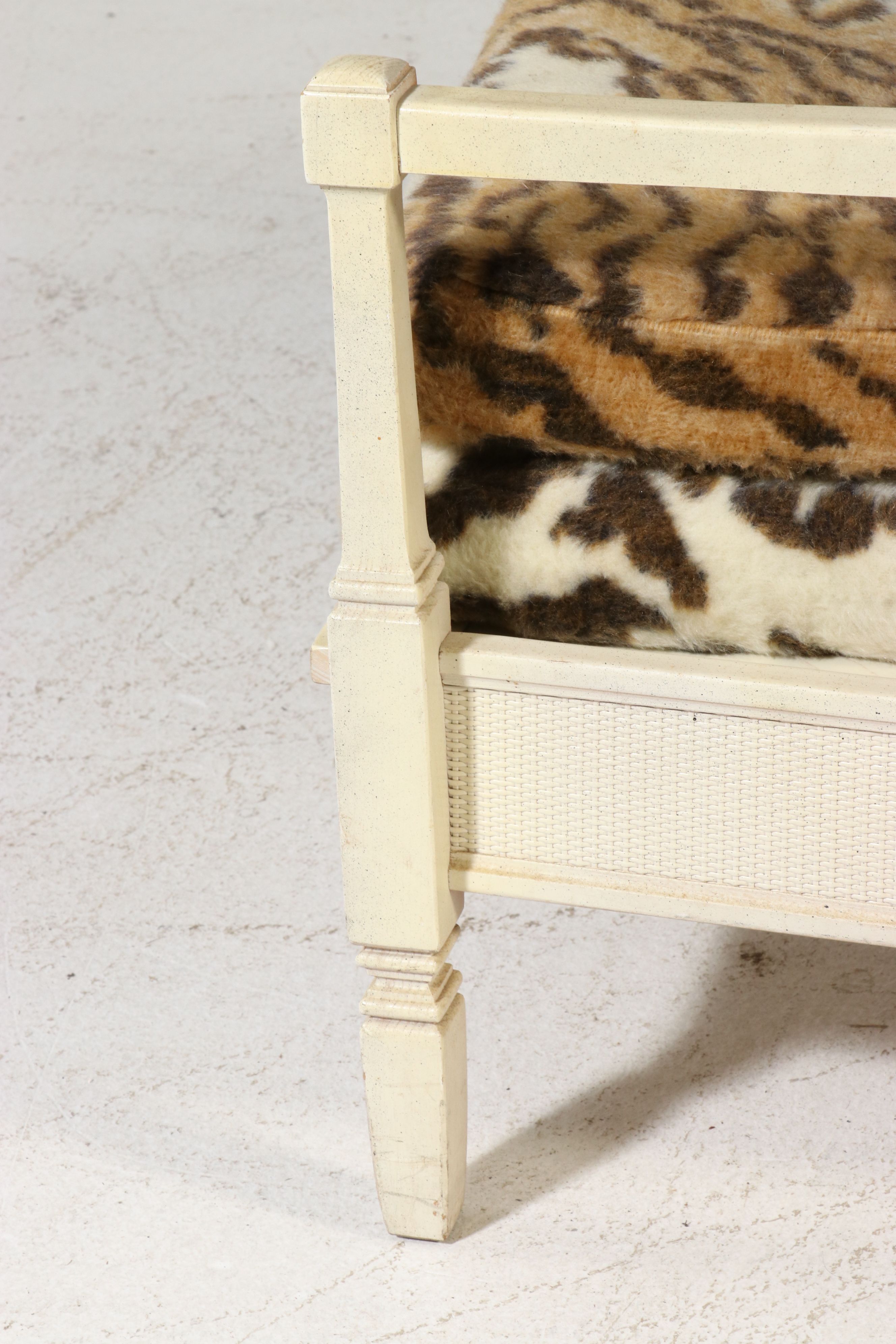 Hollywood Regency Style Convertible Lounge Chair Upholstered in Tiger Print