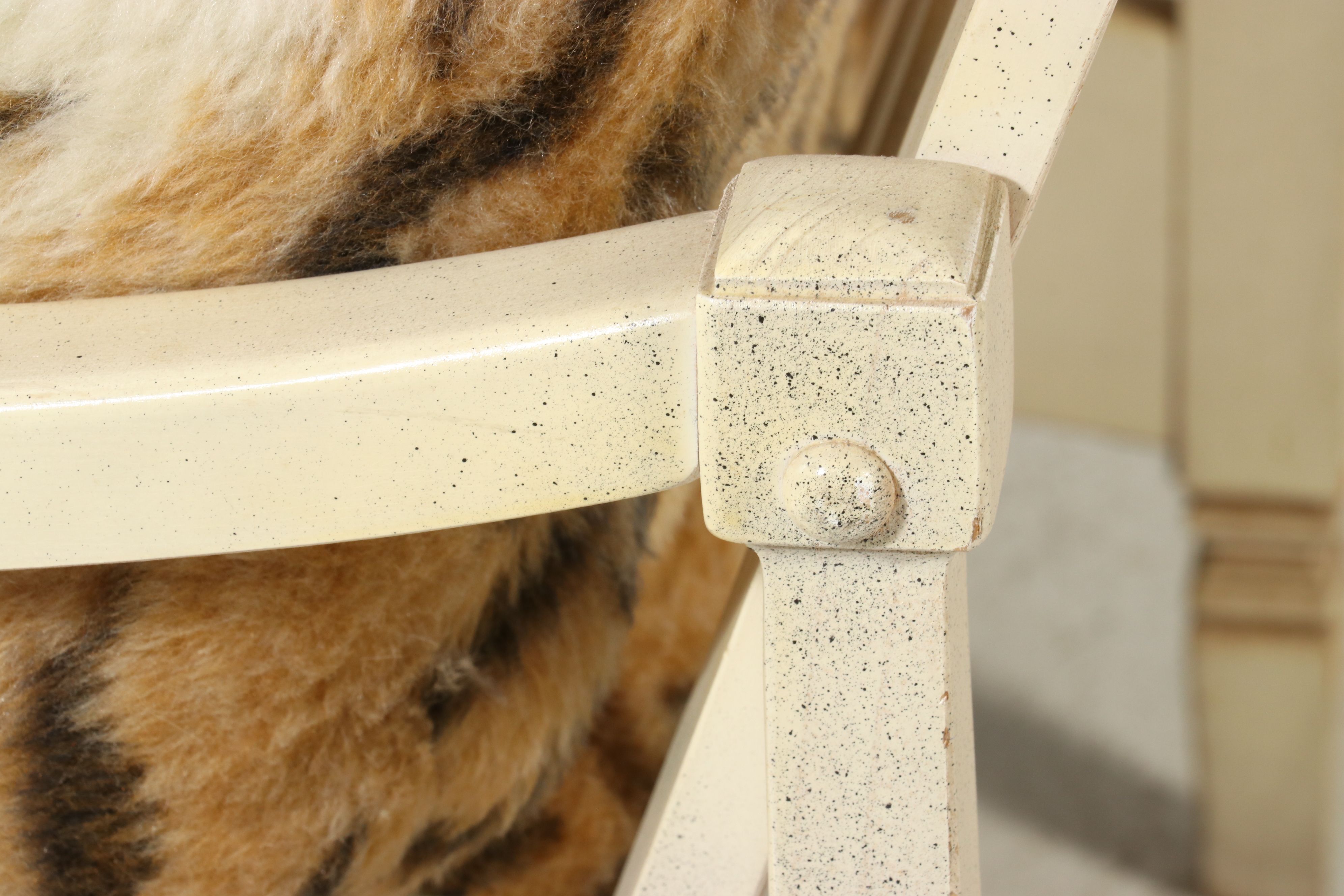 Hollywood Regency Style Convertible Lounge Chair Upholstered in Tiger Print