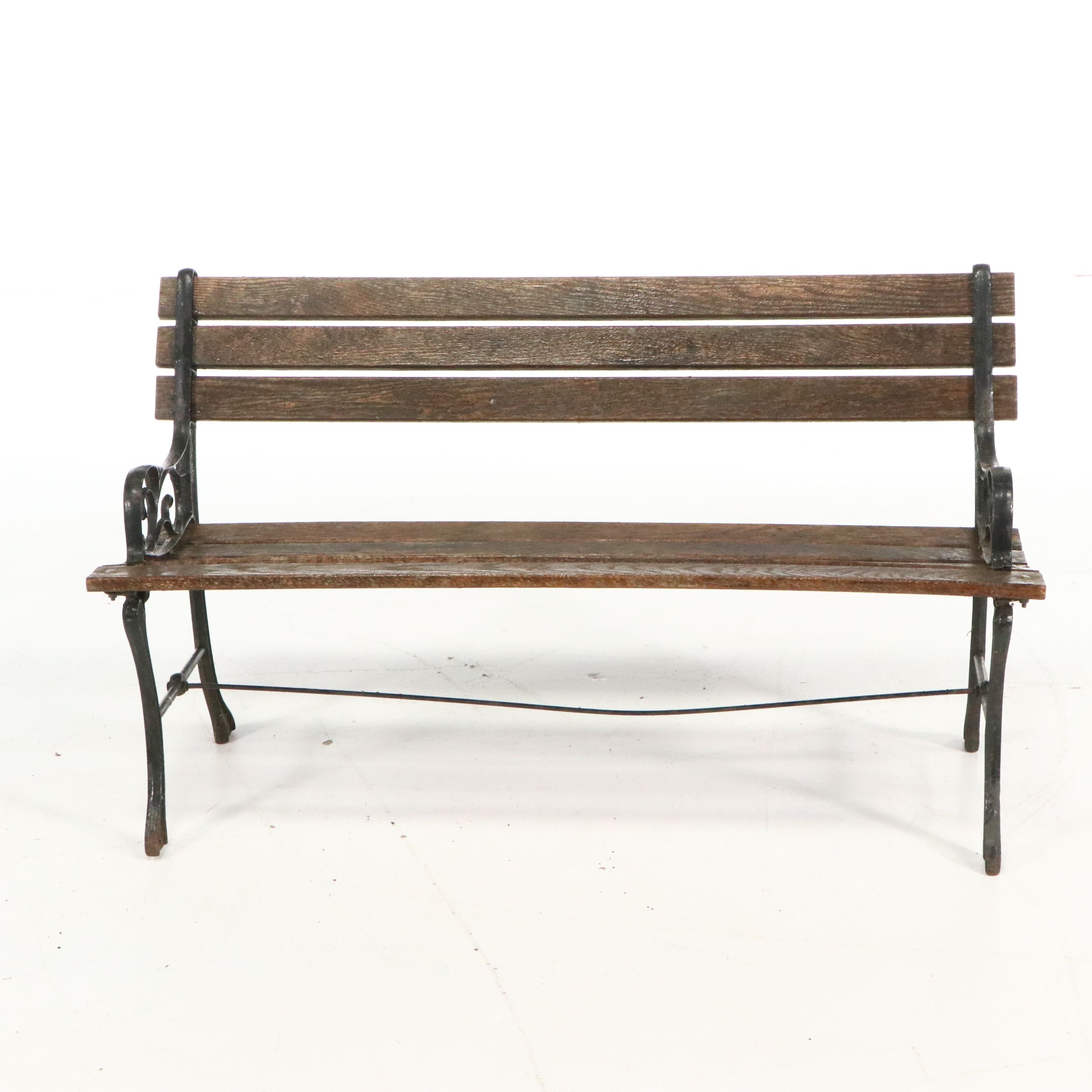 Victorian Style Cast Iron and Wood Panel Garden Bench