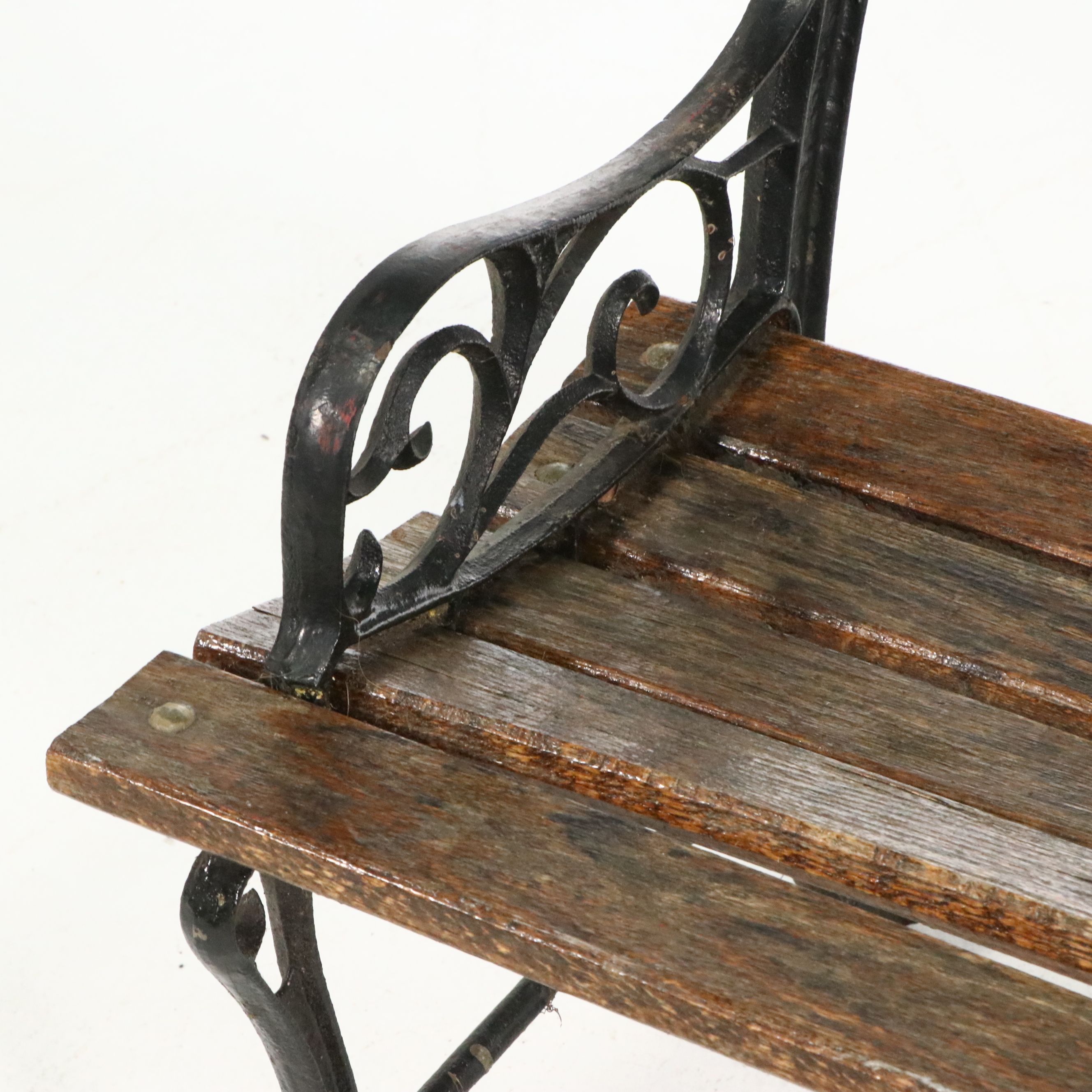 Victorian Style Cast Iron and Wood Panel Garden Bench