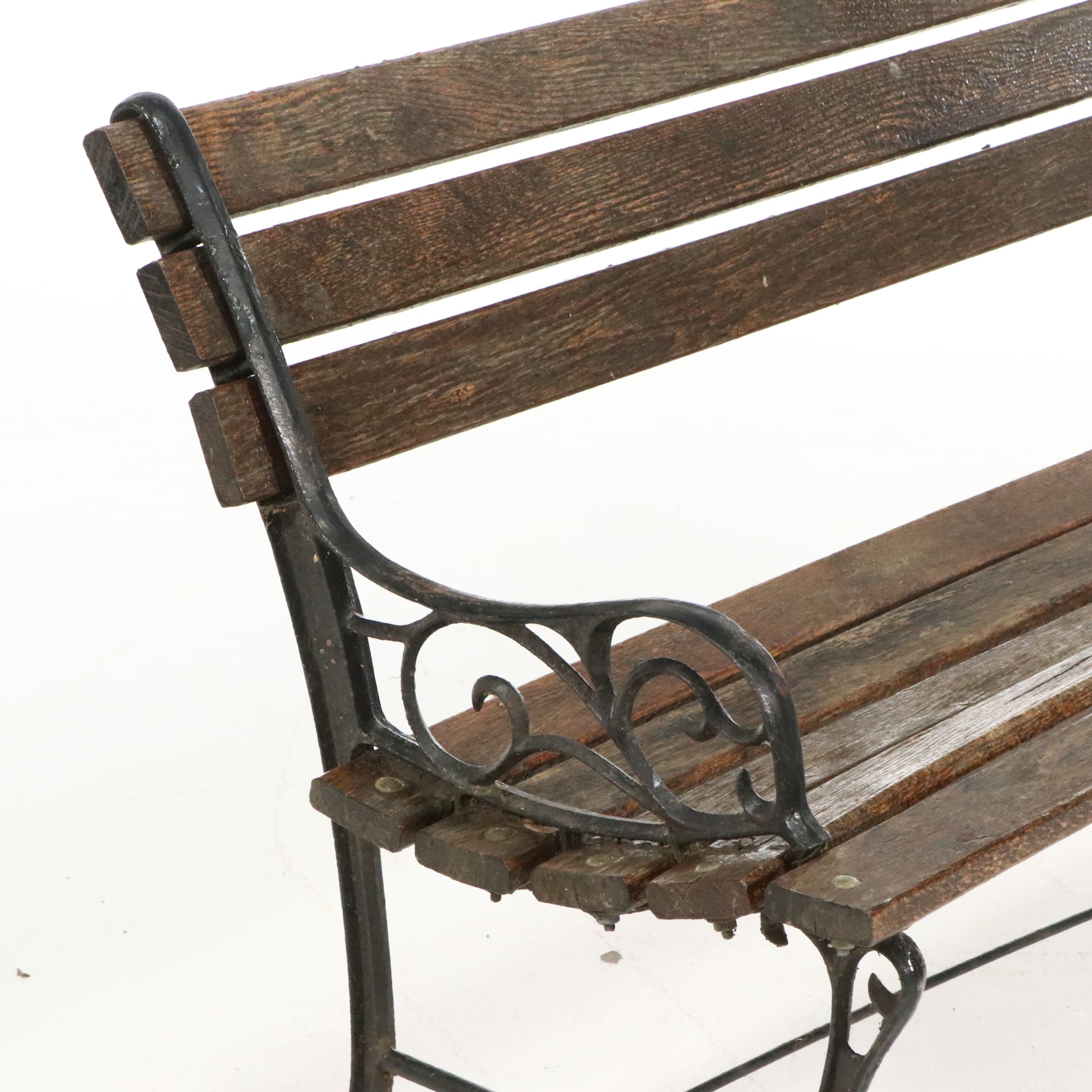 Victorian Style Cast Iron and Wood Panel Garden Bench