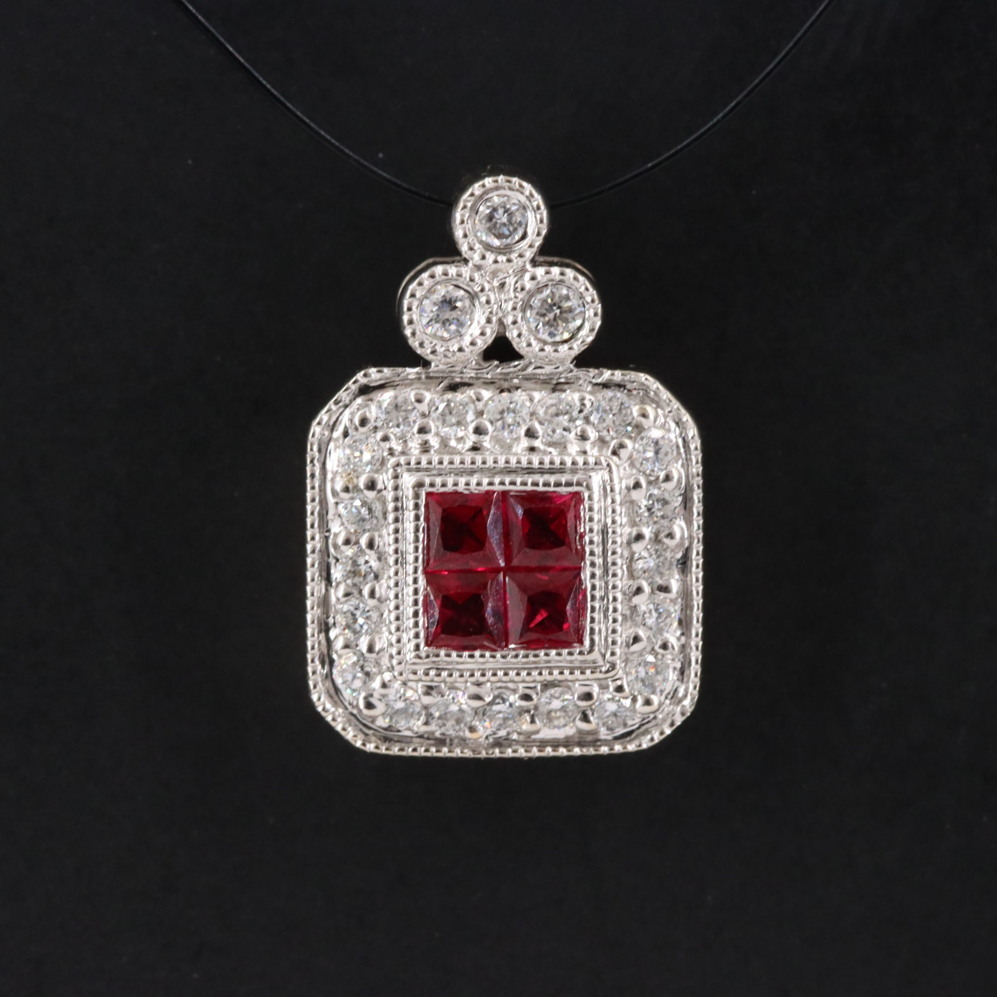 14K Ruby Diamond Pendant