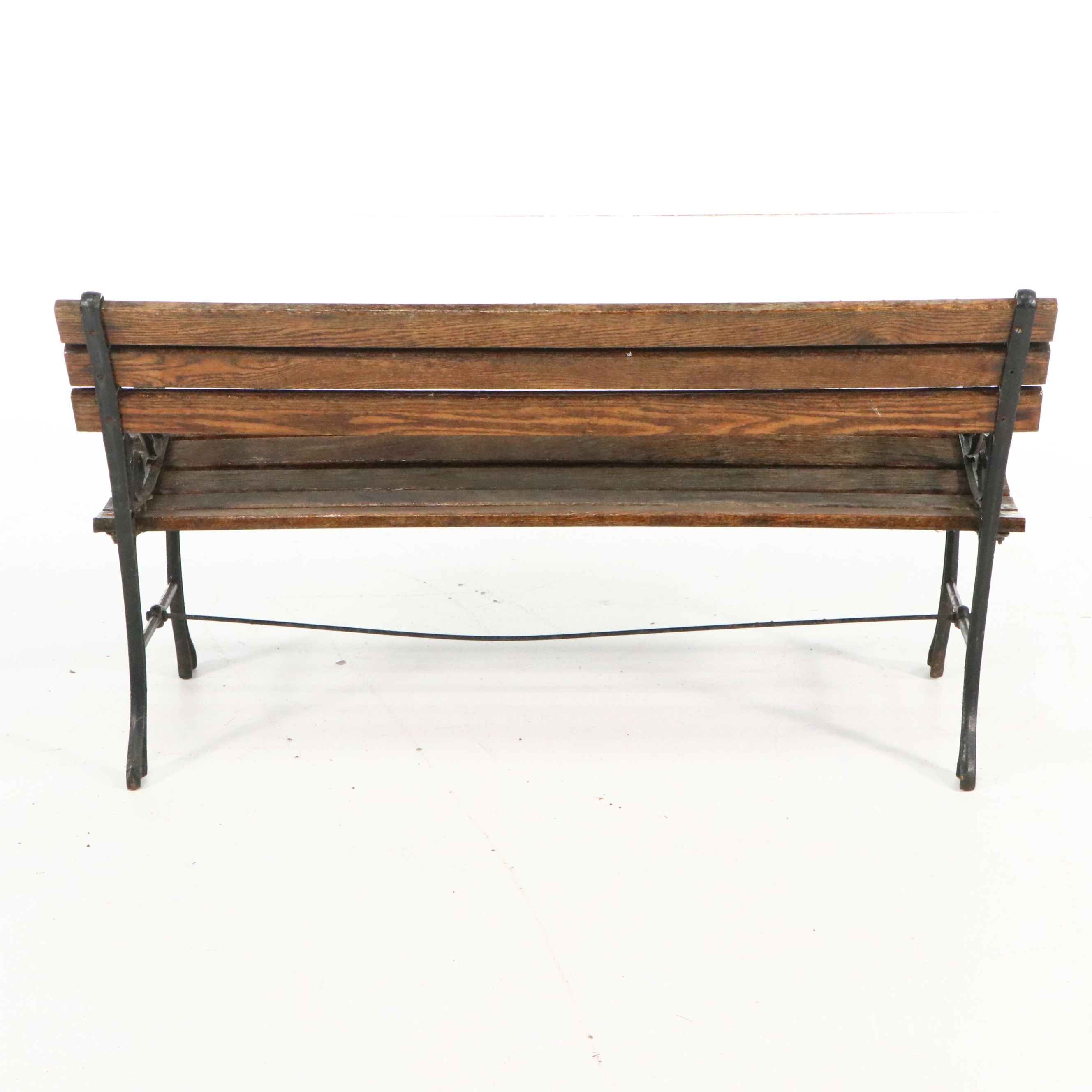 Victorian Style Cast Iron and Wood Panel Garden Bench