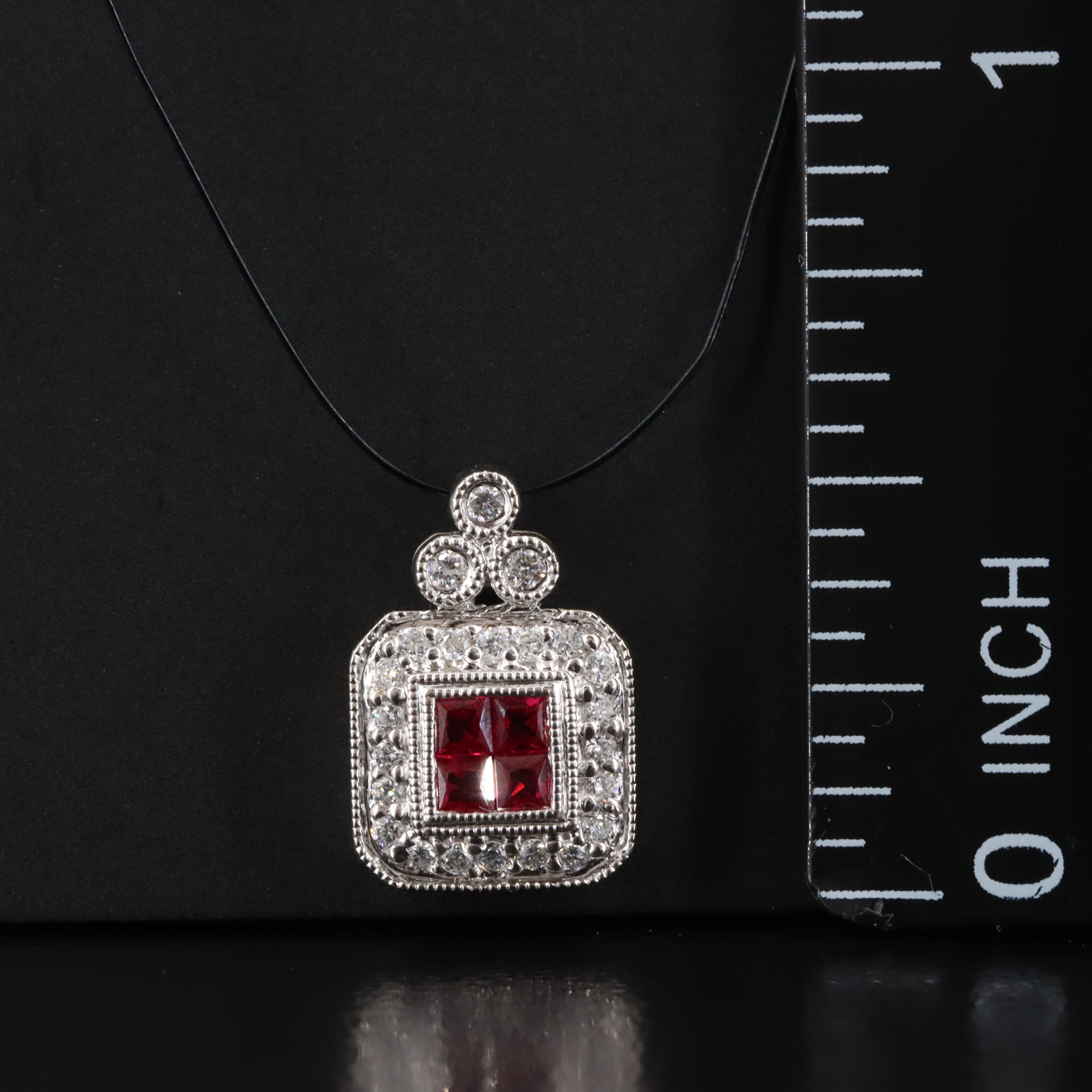 14K Ruby Diamond Pendant