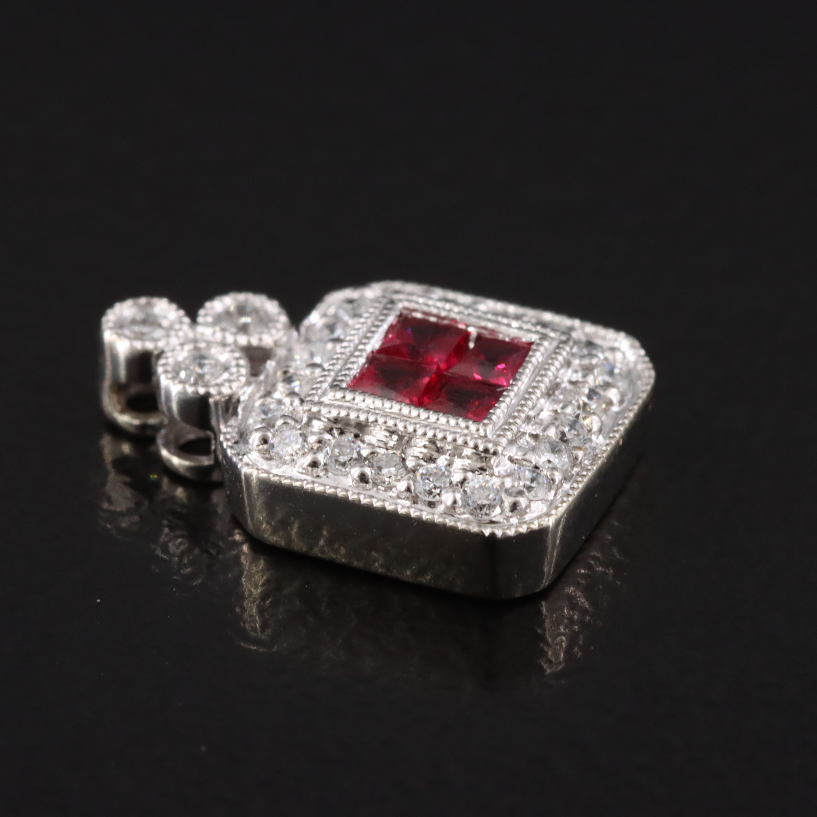 14K Ruby Diamond Pendant