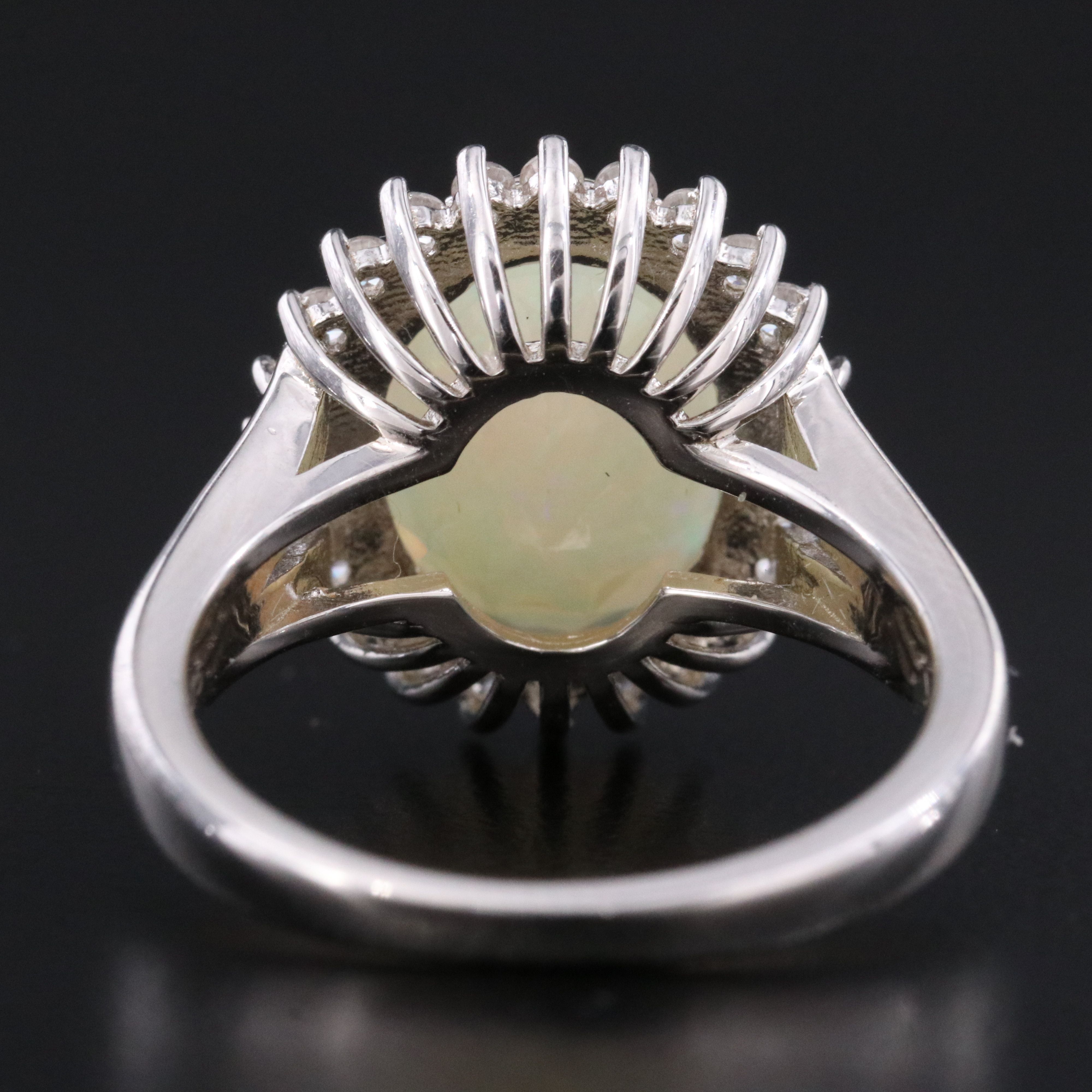 Sterling Opal and White Sapphire Ring