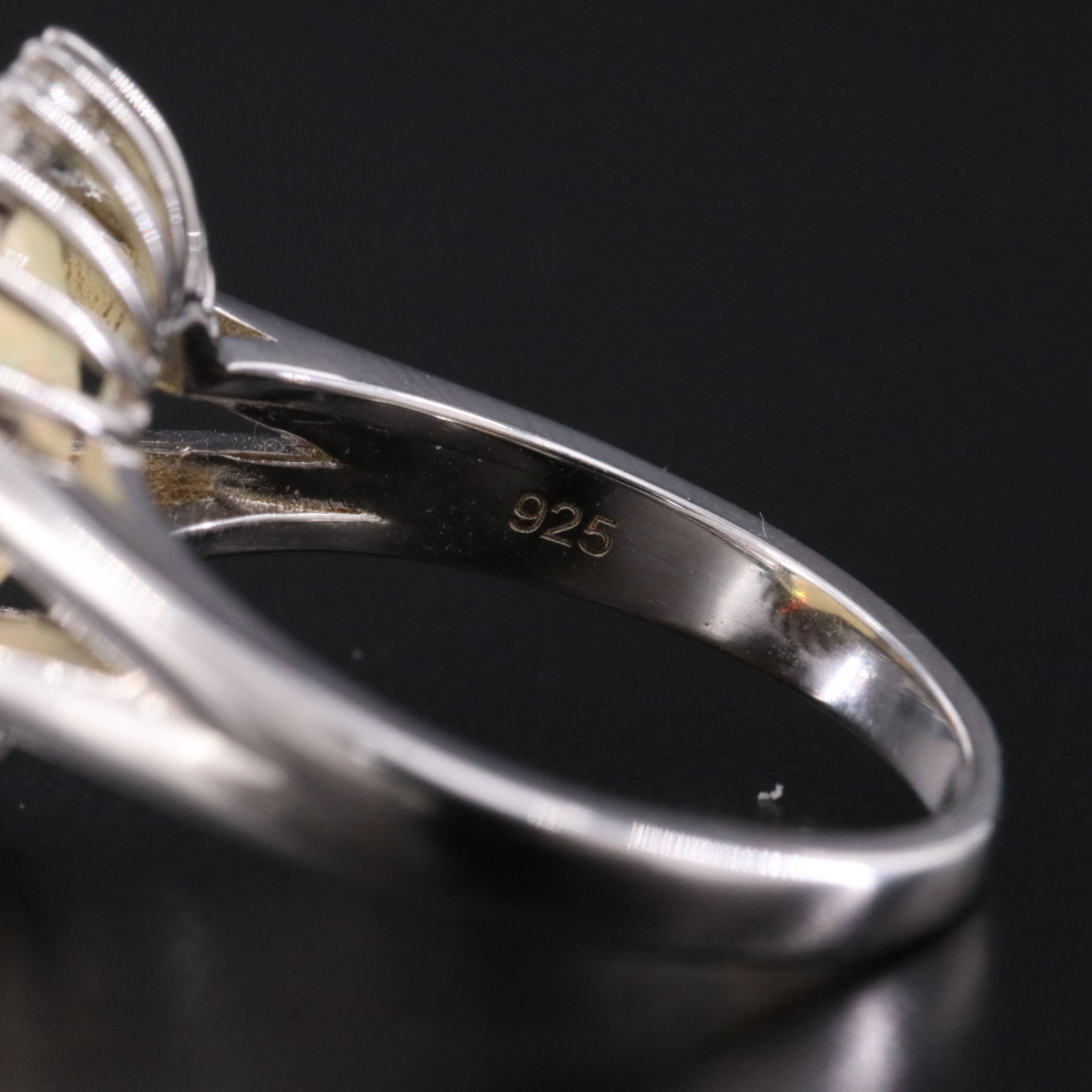 Sterling Opal and White Sapphire Ring