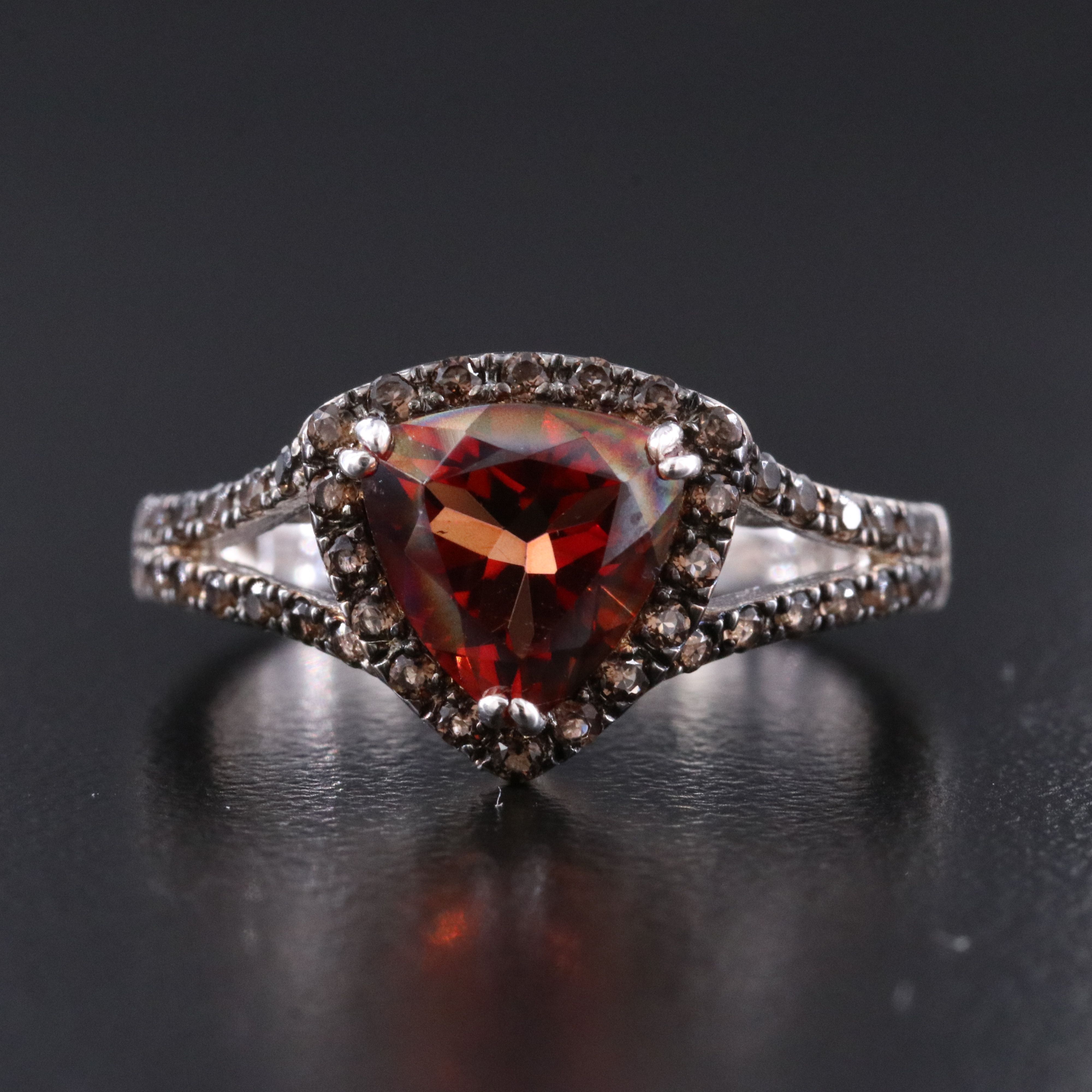 Sterling Quartz and Smoky Quartz Ring