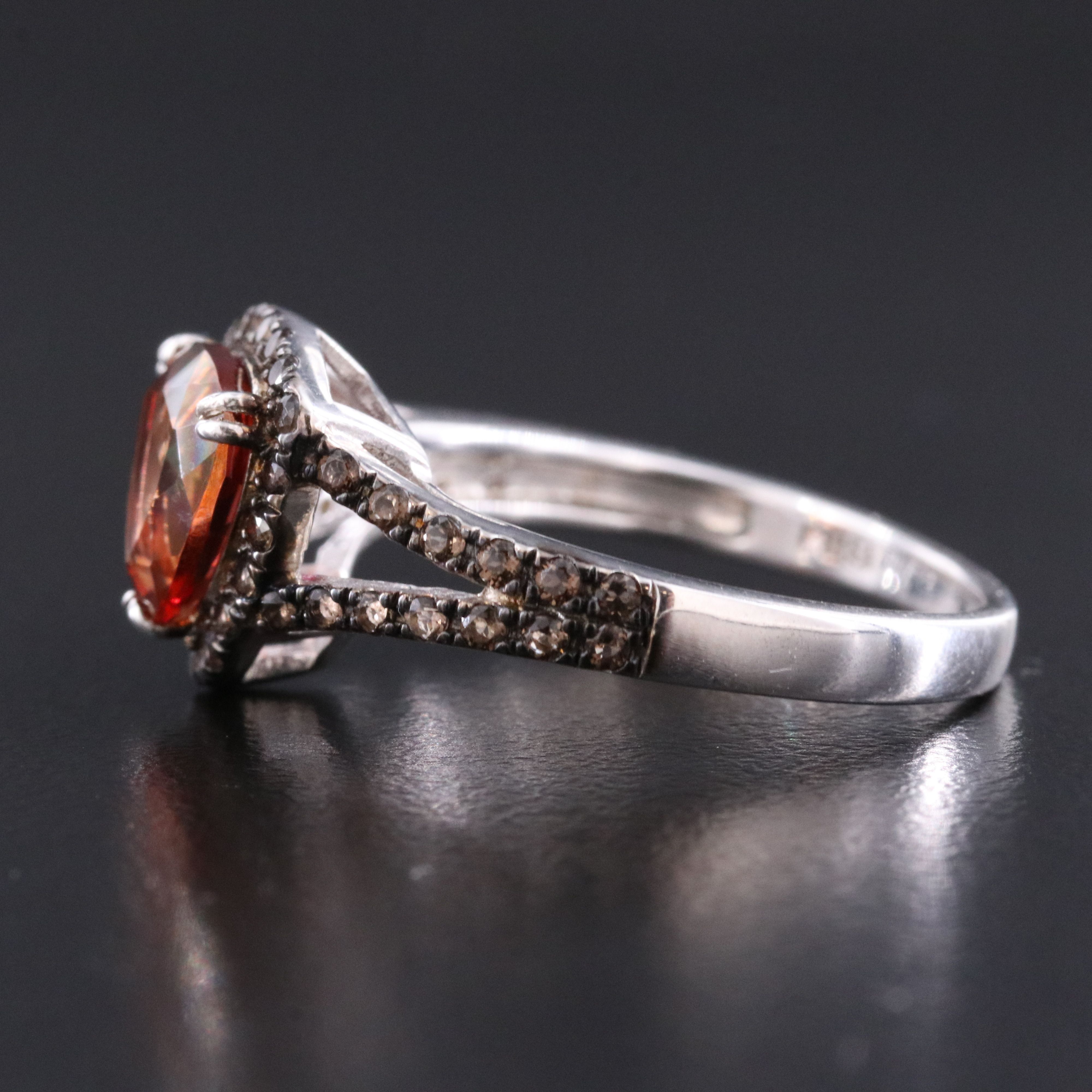 Sterling Quartz and Smoky Quartz Ring