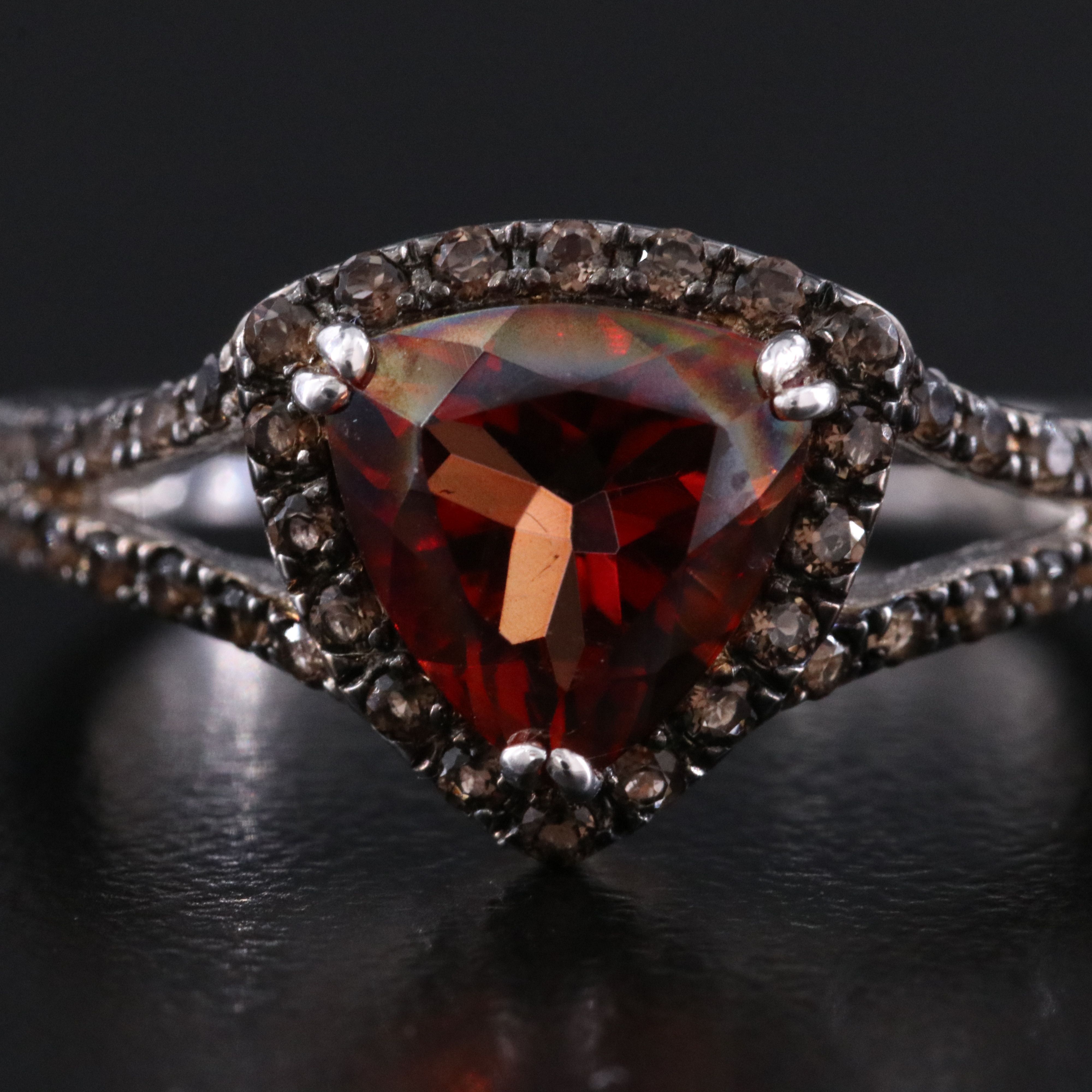 Sterling Quartz and Smoky Quartz Ring