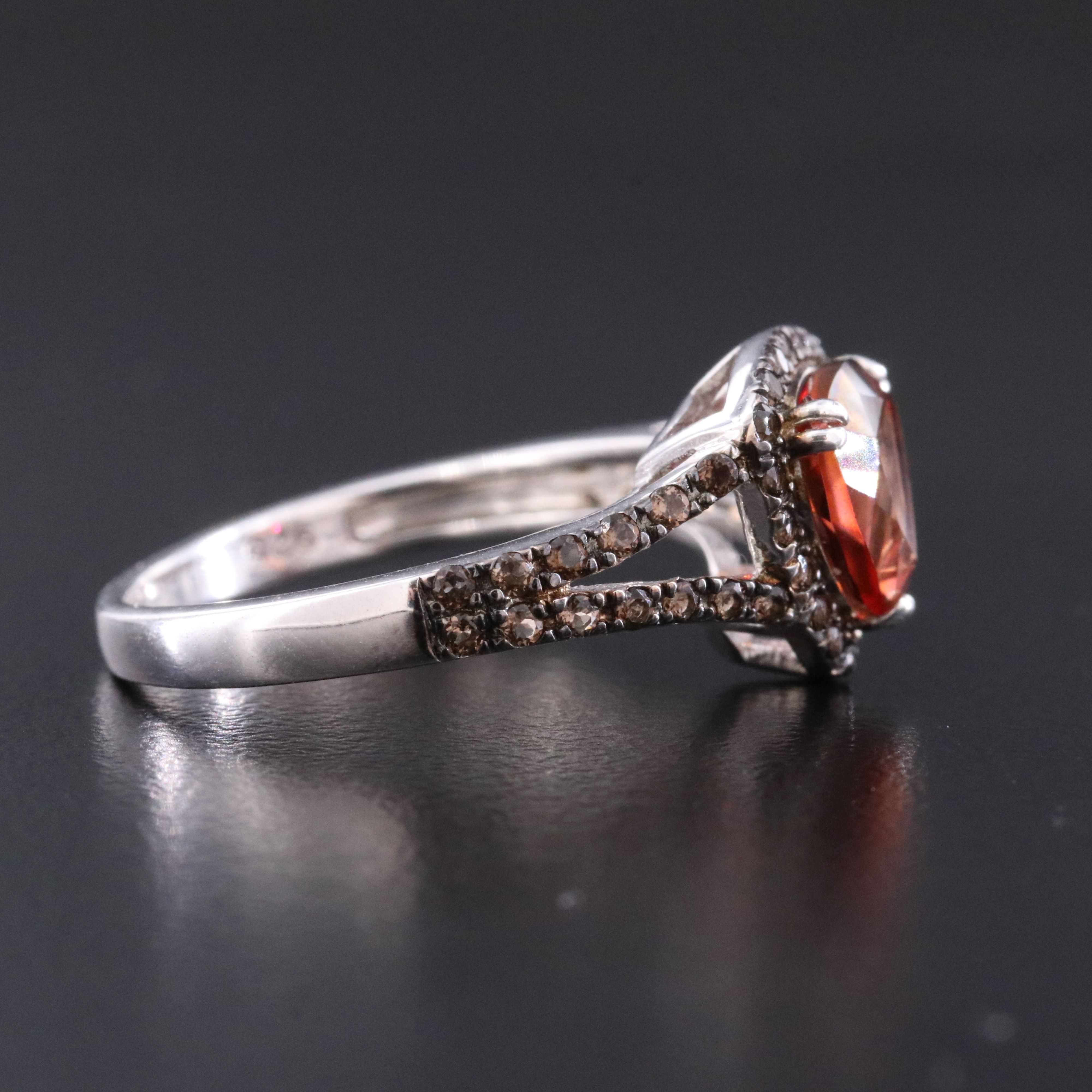 Sterling Quartz and Smoky Quartz Ring