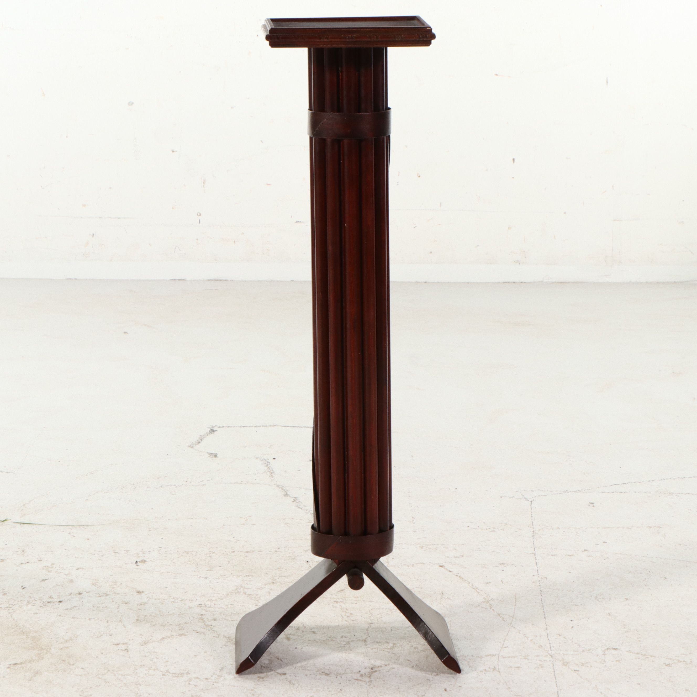Empire Revival Wooden "Faces" Shaped Pedestal, 20th Century