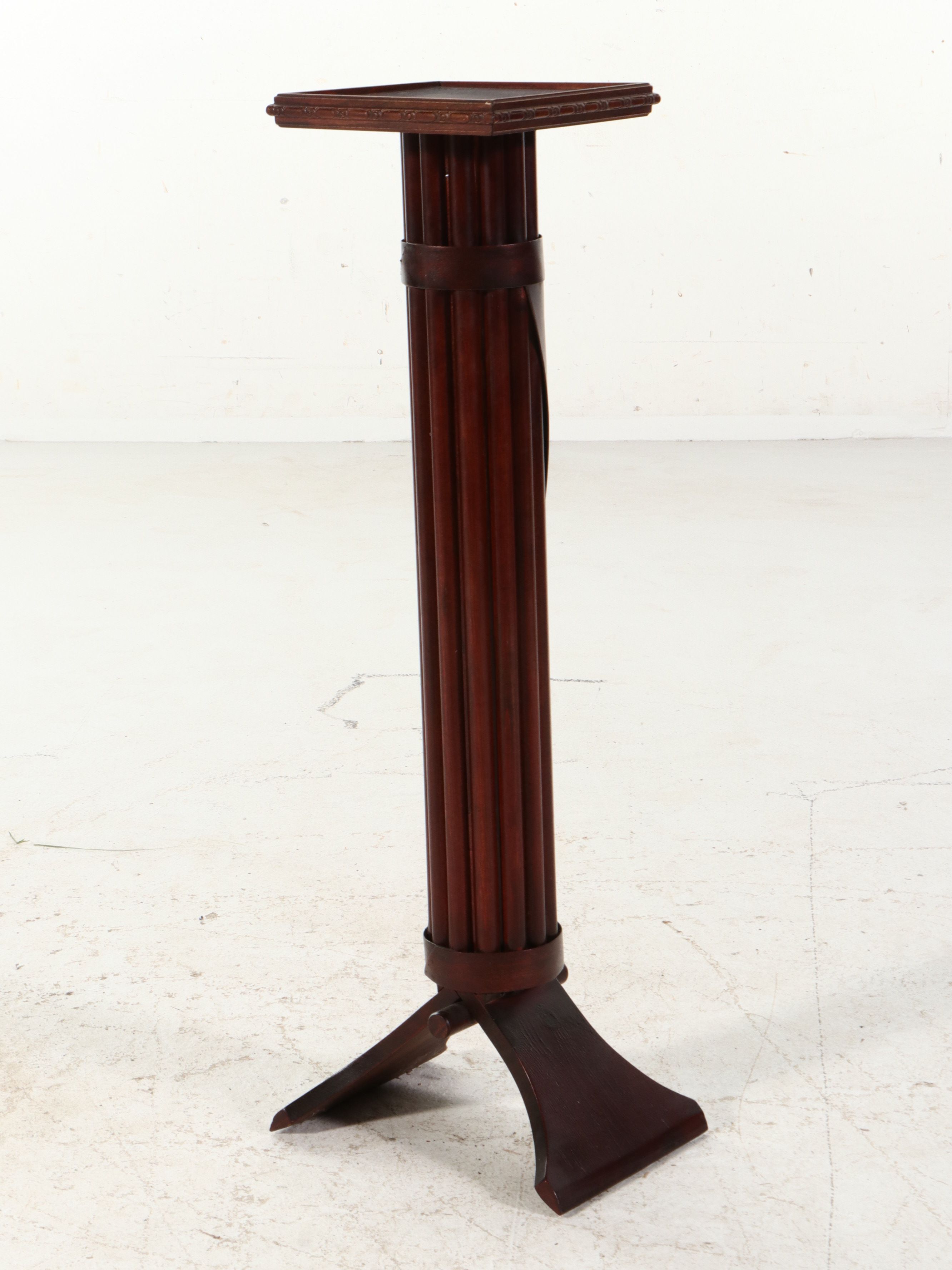 Empire Revival Wooden "Faces" Shaped Pedestal, 20th Century