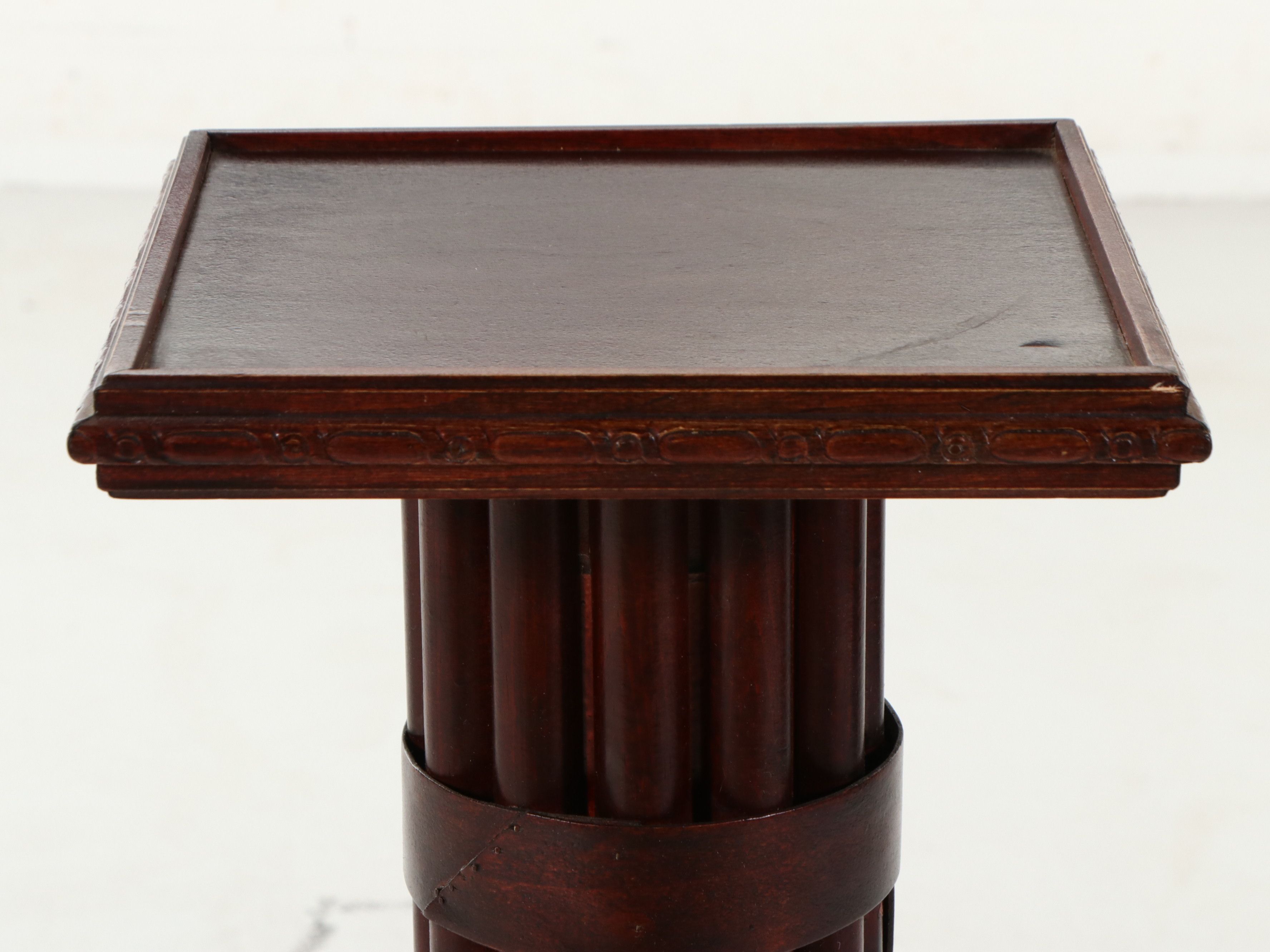 Empire Revival Wooden "Faces" Shaped Pedestal, 20th Century