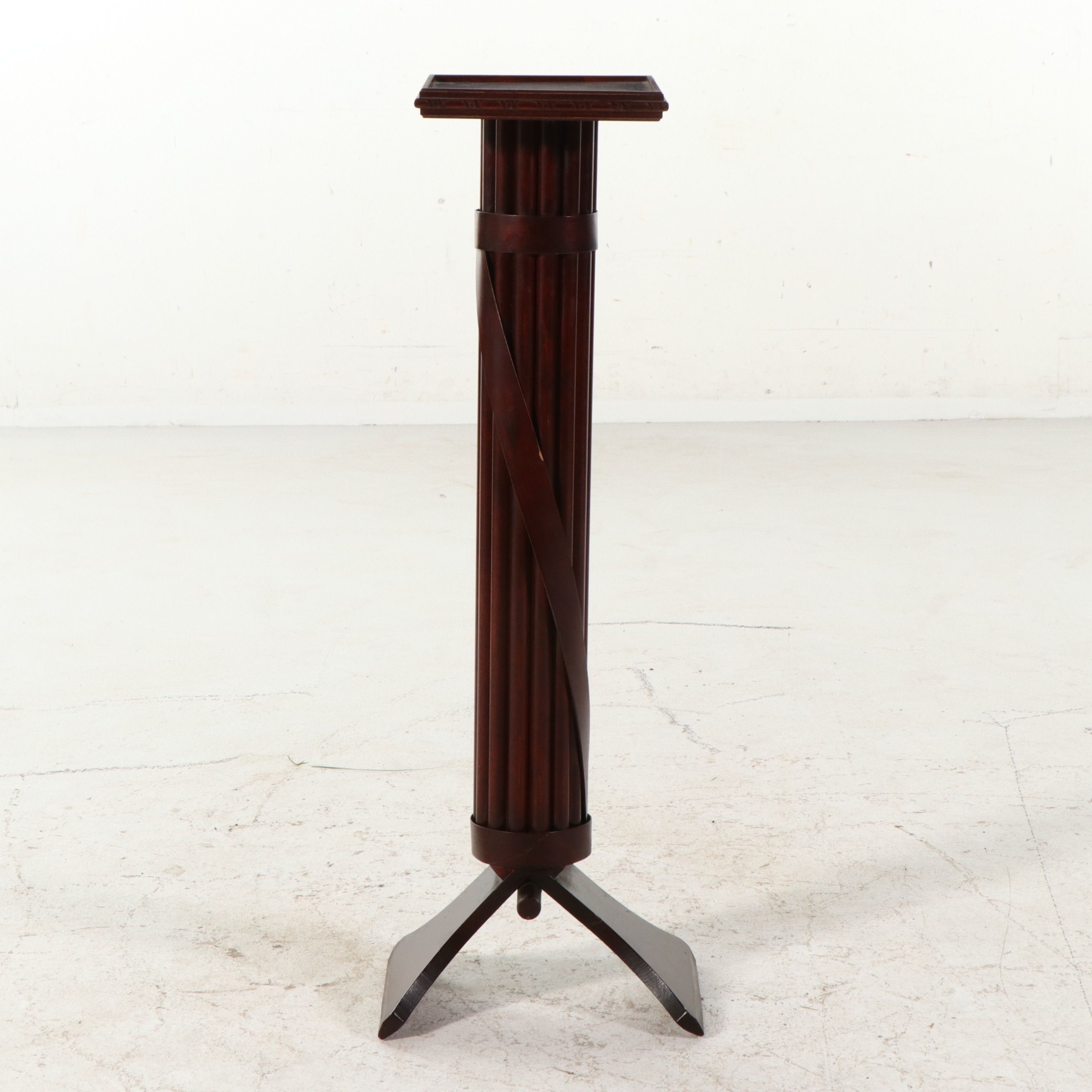 Empire Revival Wooden "Faces" Shaped Pedestal, 20th Century