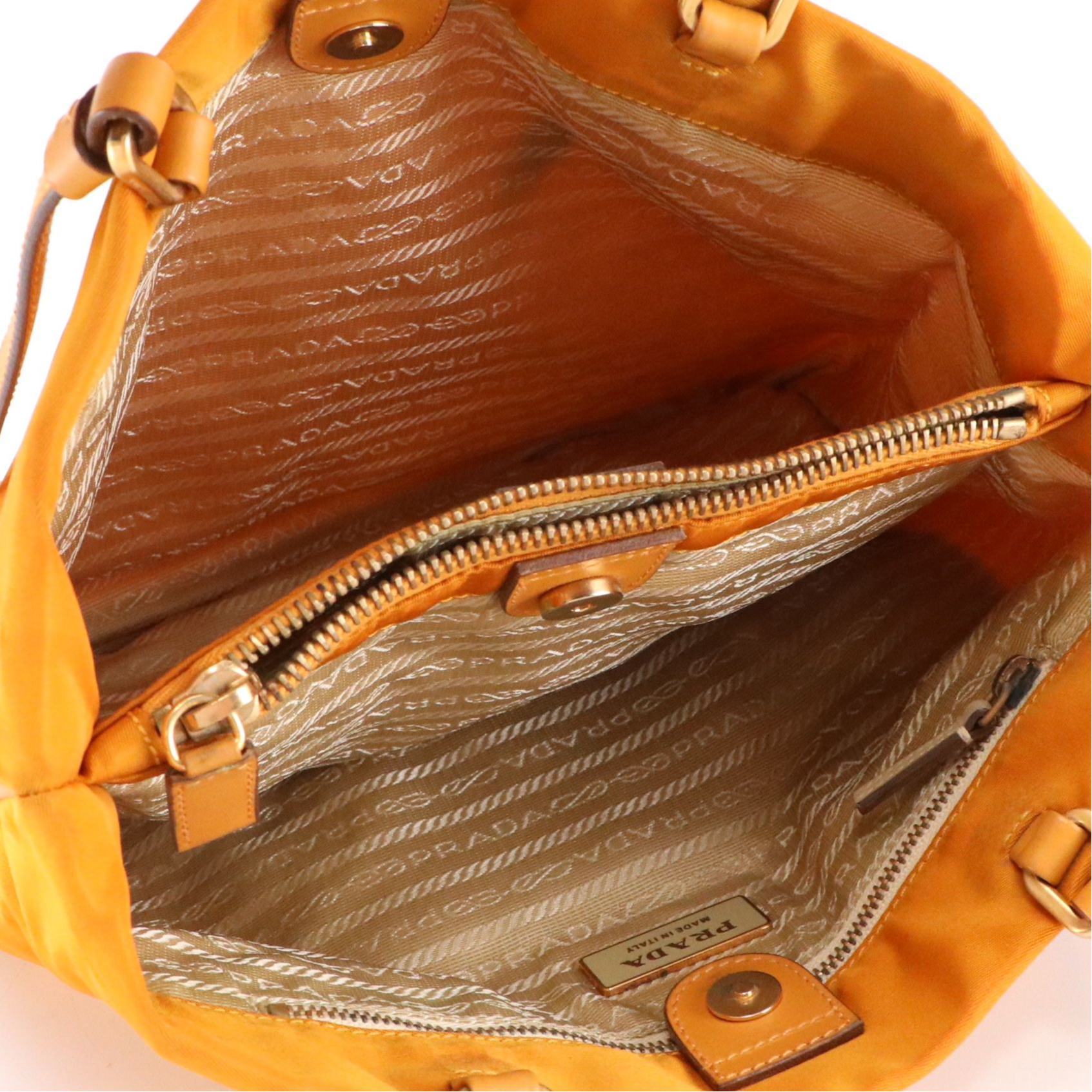 Prada Shoulder Bag in Gold Tessuto Nylon