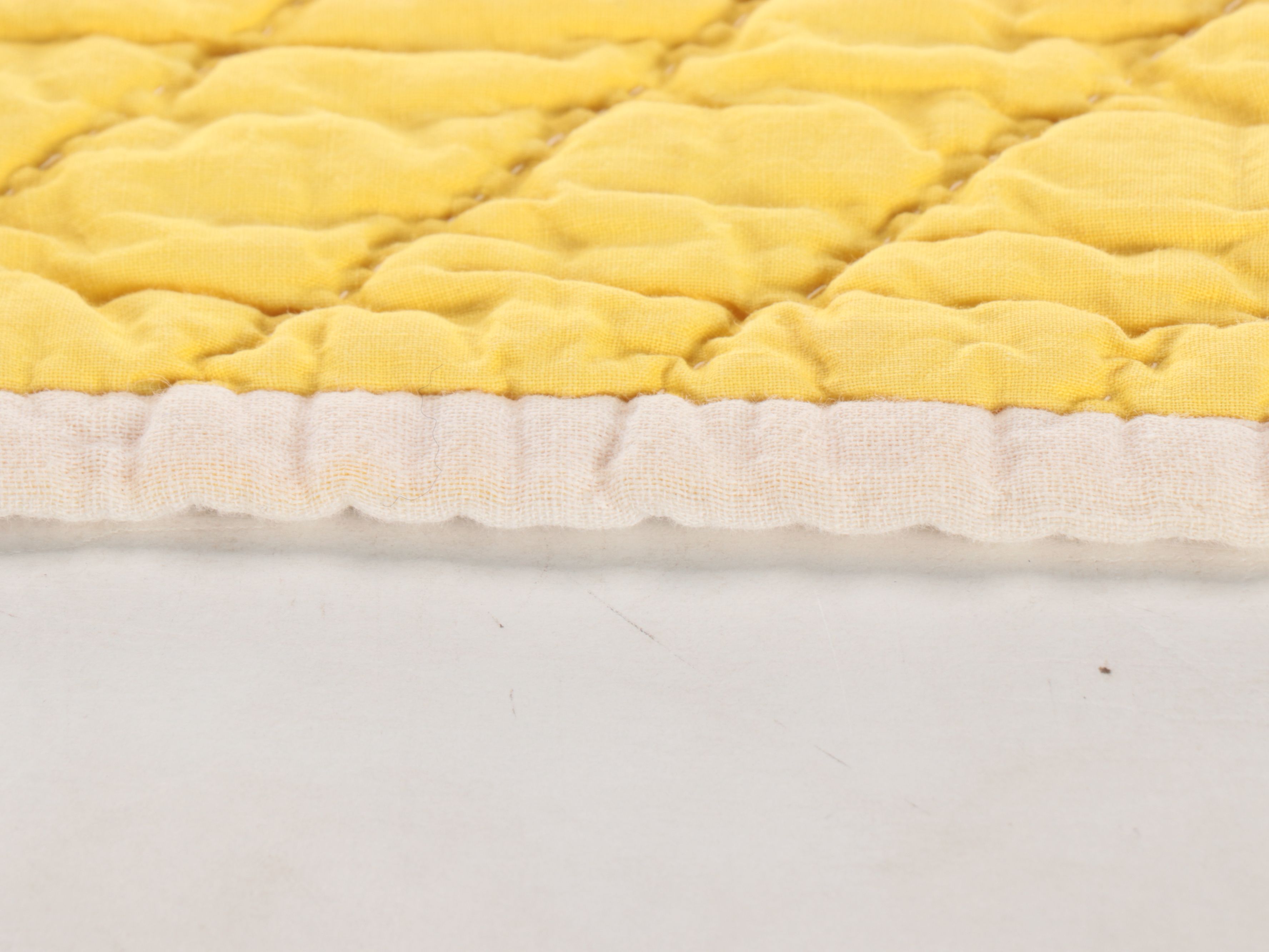 Handcrafted "Nine-Patch" Yellow Cotton Quilt